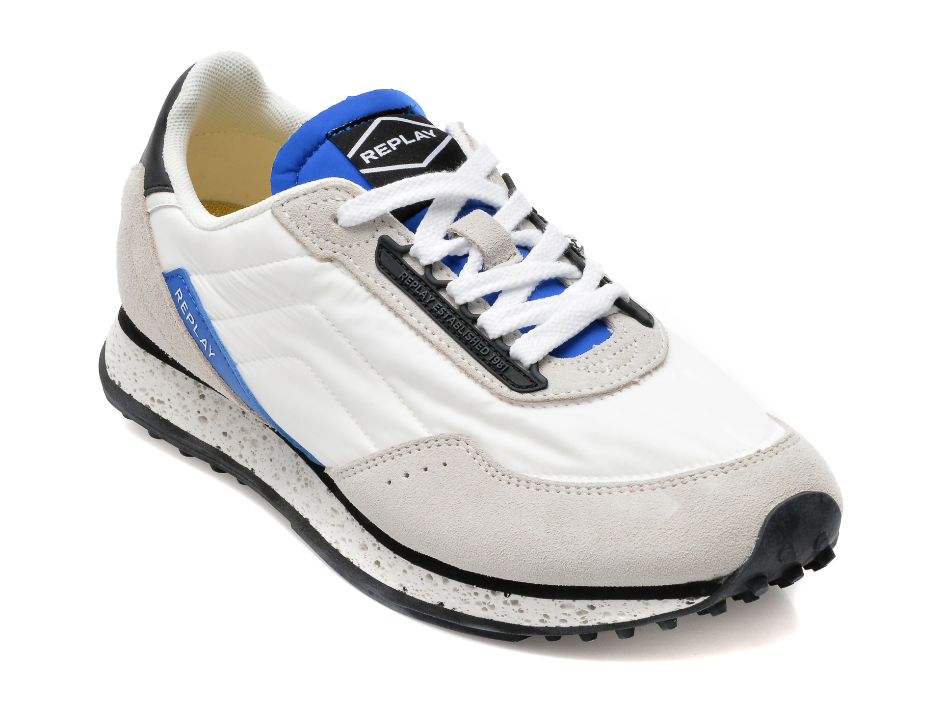 Pantofi sport REPLAY albi, MS2M19T, din material textil si piele naturala