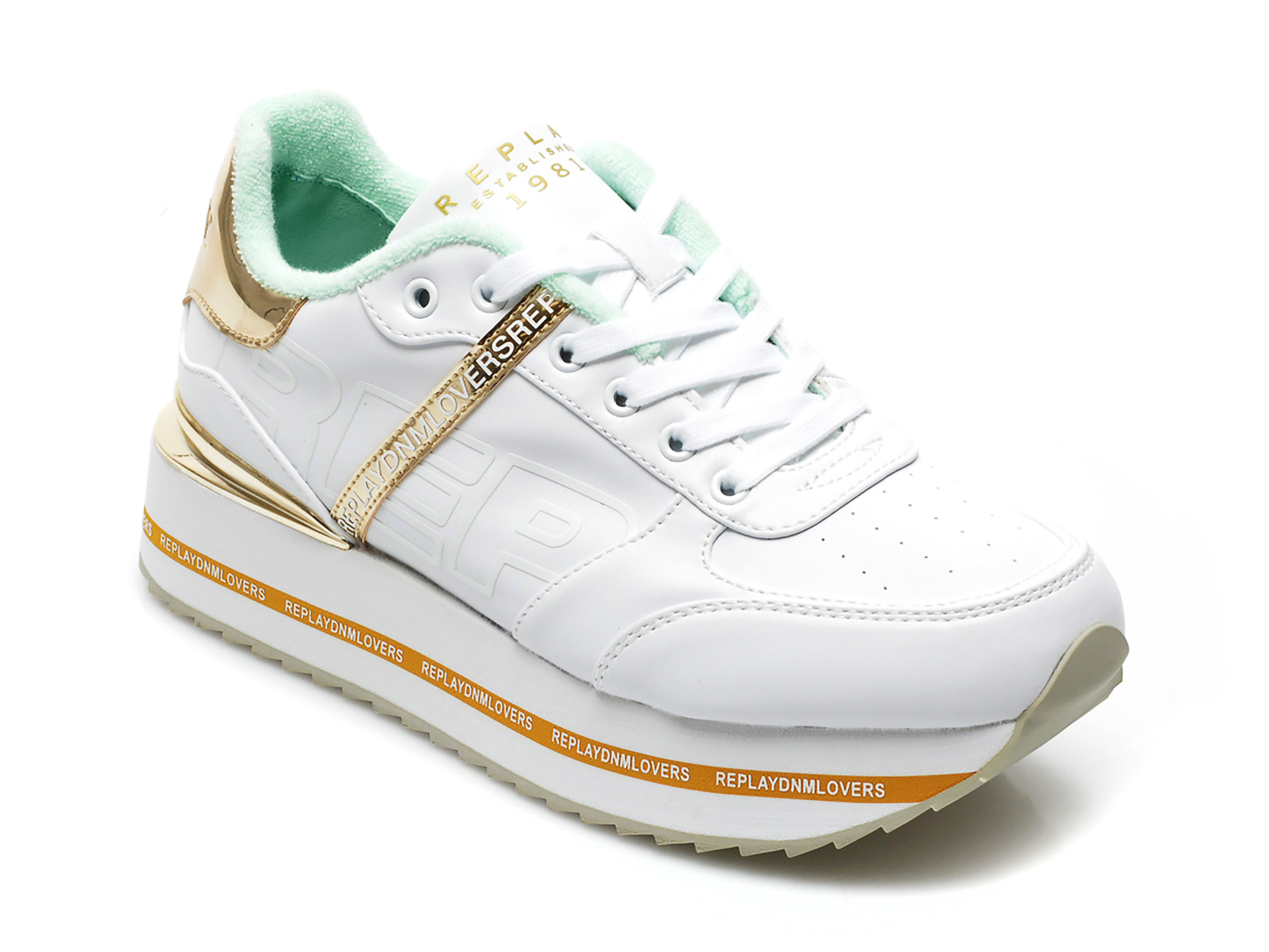 Pantofi sport REPLAY albi, WS3D21S, din piele ecologica otter.ro