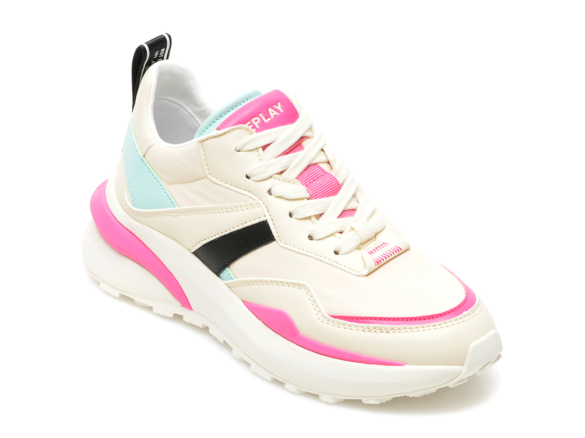 Pantofi sport REPLAY albi, WS4V02S, din material textil si piele ecologica otter.ro