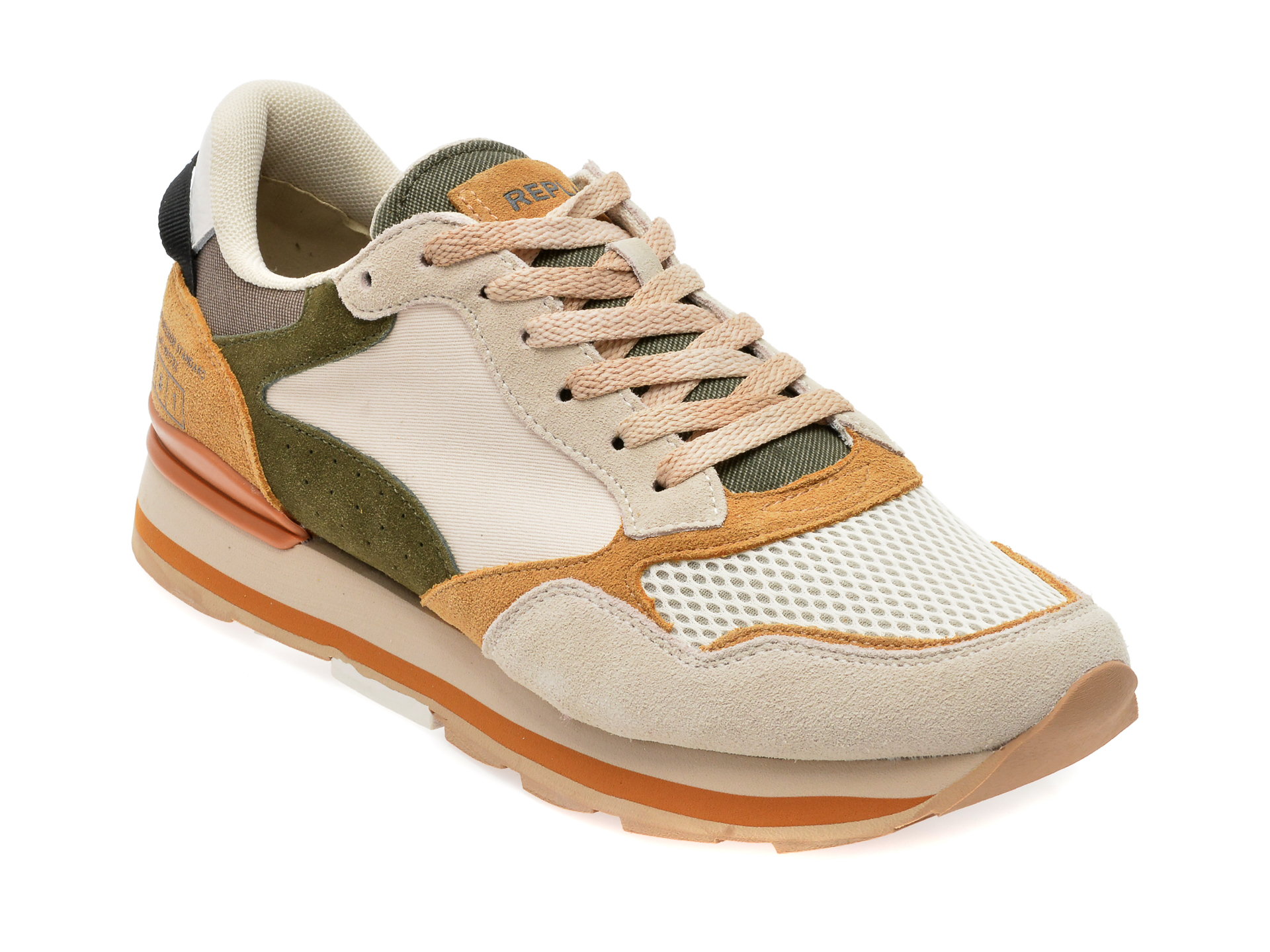 Pantofi sport REPLAY bej, MS6845L, din material textil si piele naturala