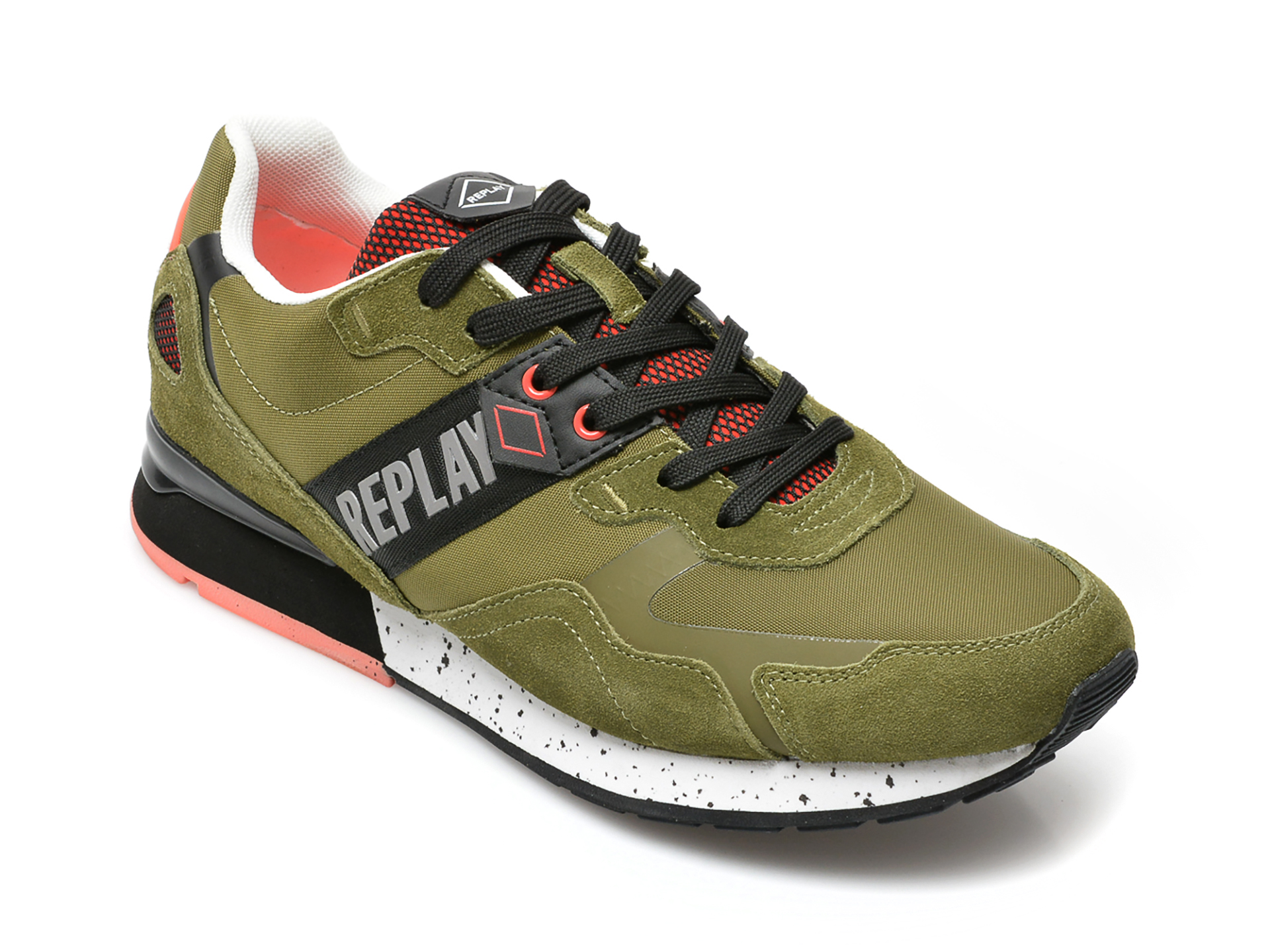 Pantofi sport REPLAY kaki, MS1D39T, din material textil si piele naturala otter.ro