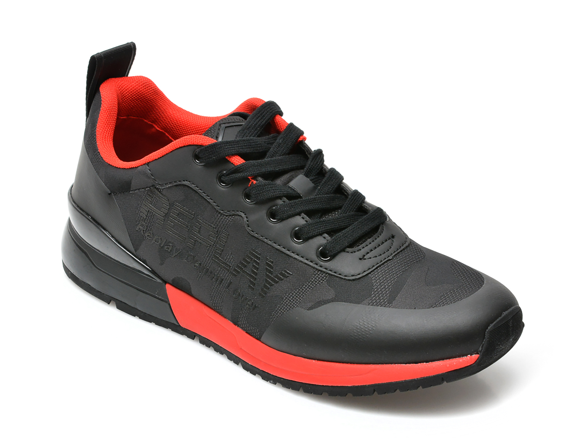 Pantofi sport REPLAY negri, MS1C24T, din material textil si piele ecologica otter.ro