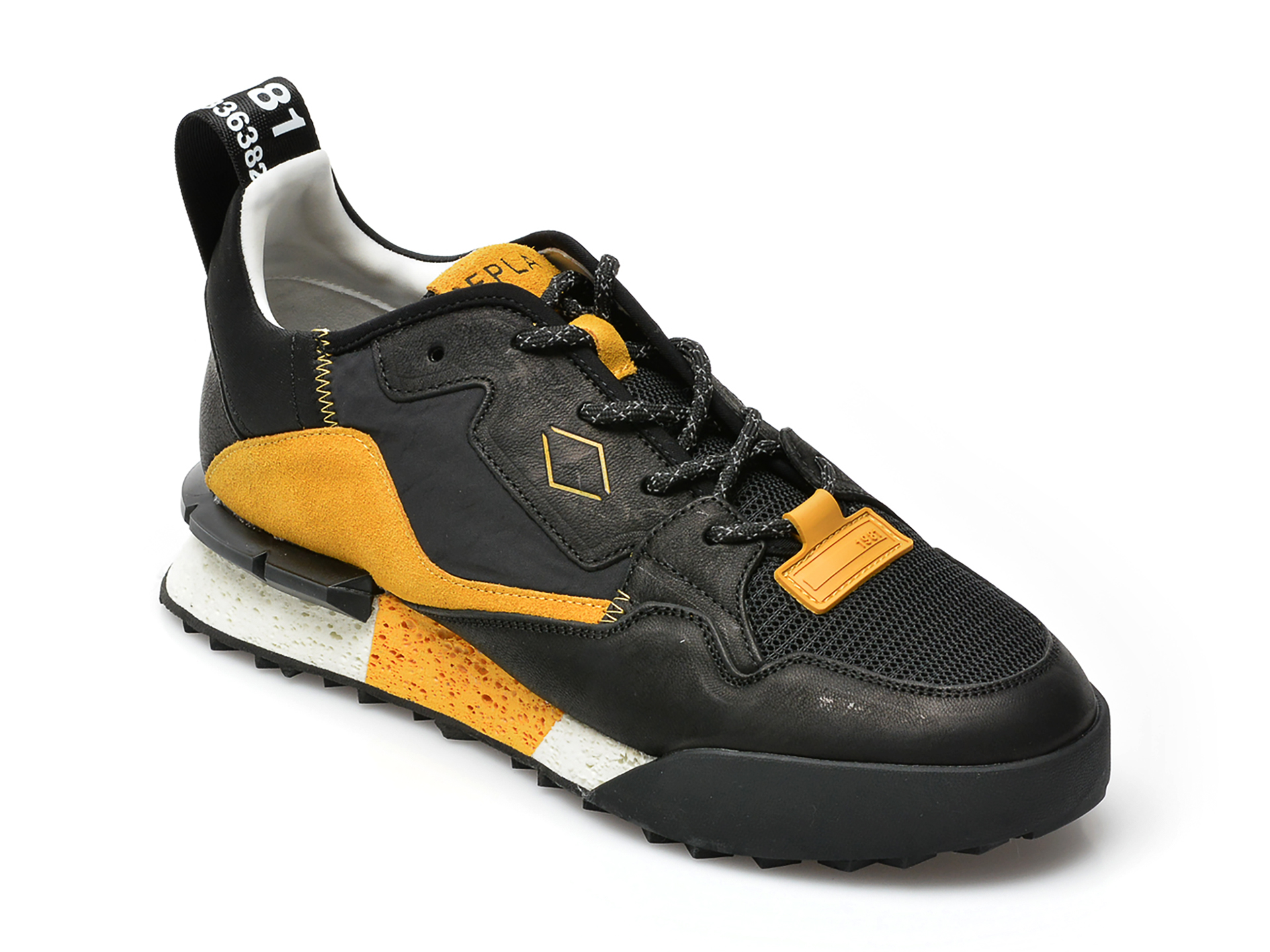 Pantofi sport REPLAY negri, MS1P17L, din material textil si piele naturala otter.ro