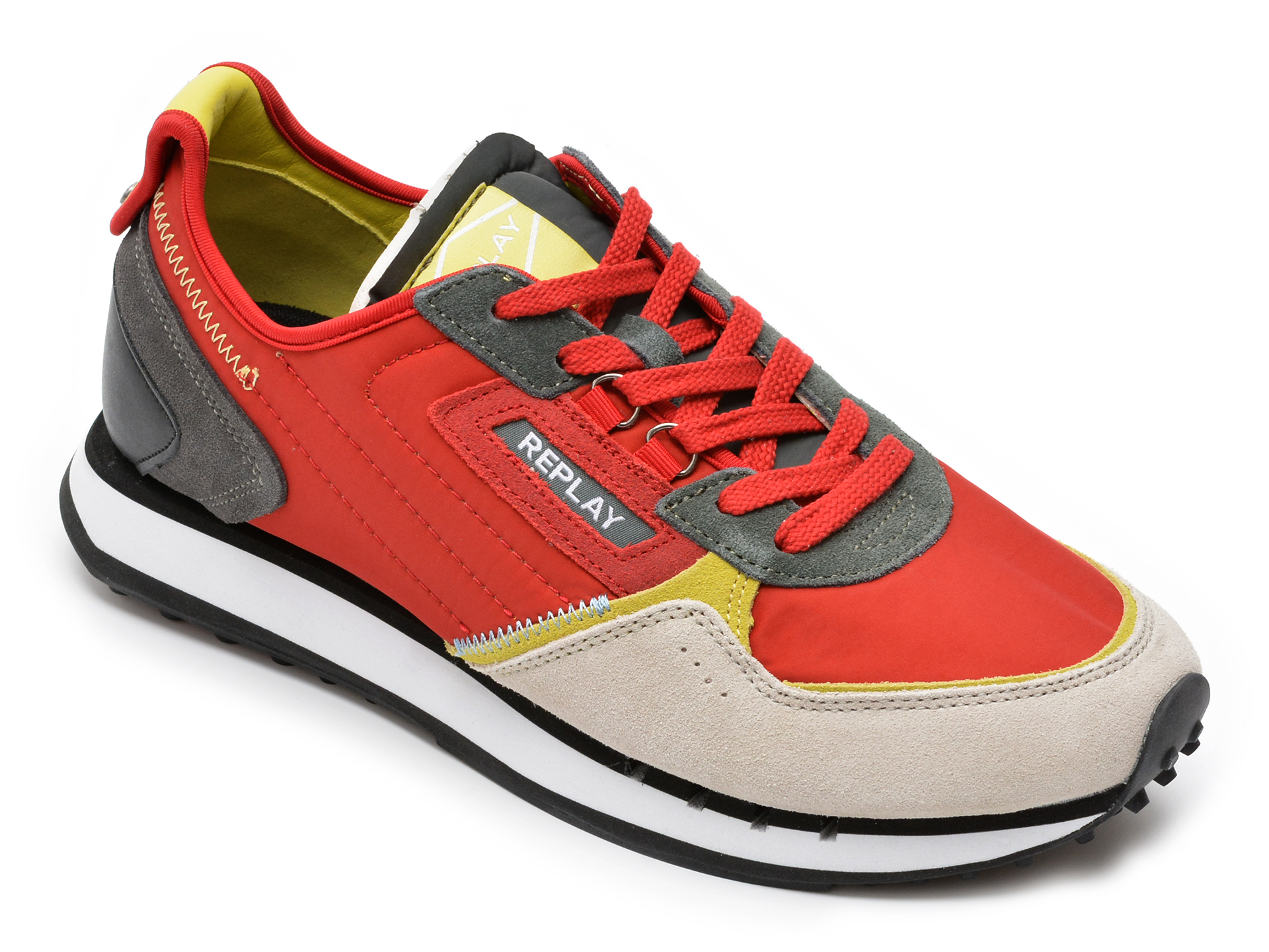 Pantofi sport REPLAY rosii, MS2M16T, din material textil si piele naturala