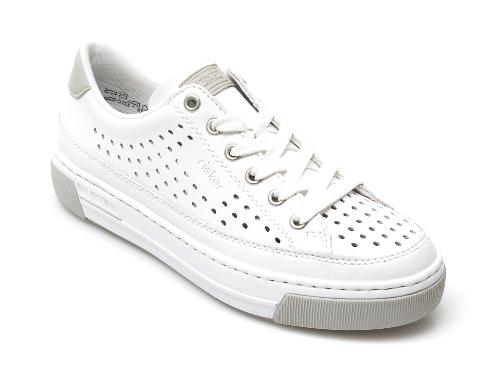 Pantofi sport RIEKER albi, L8849, din piele naturala /femei/pantofi imagine noua
