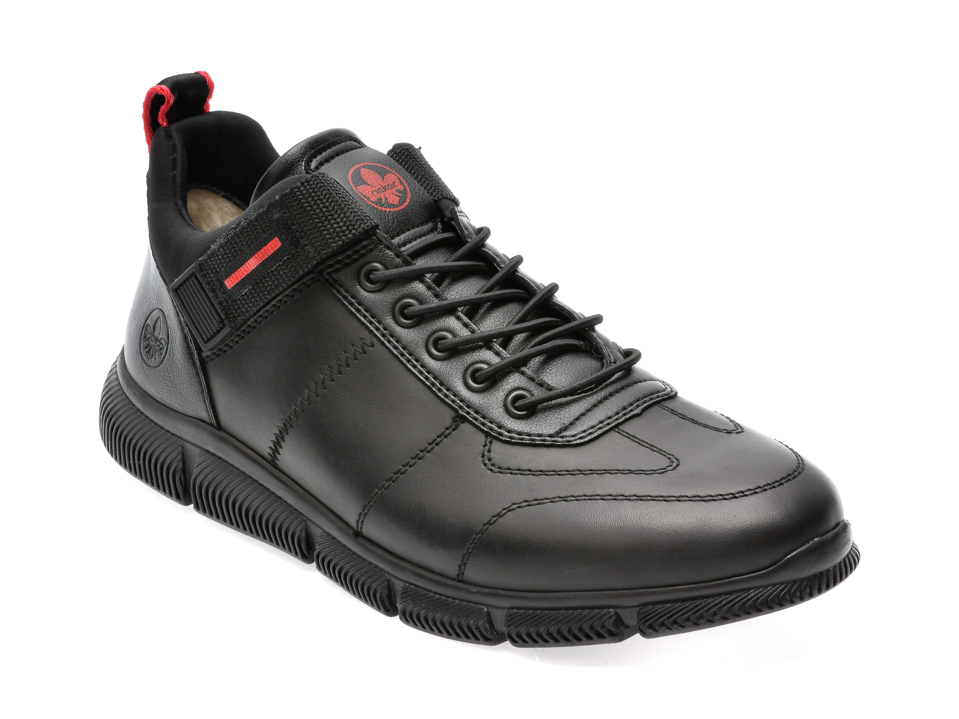 Pantofi sport RIEKER negri, B0434, din piele naturala /barbati/pantofi imagine noua