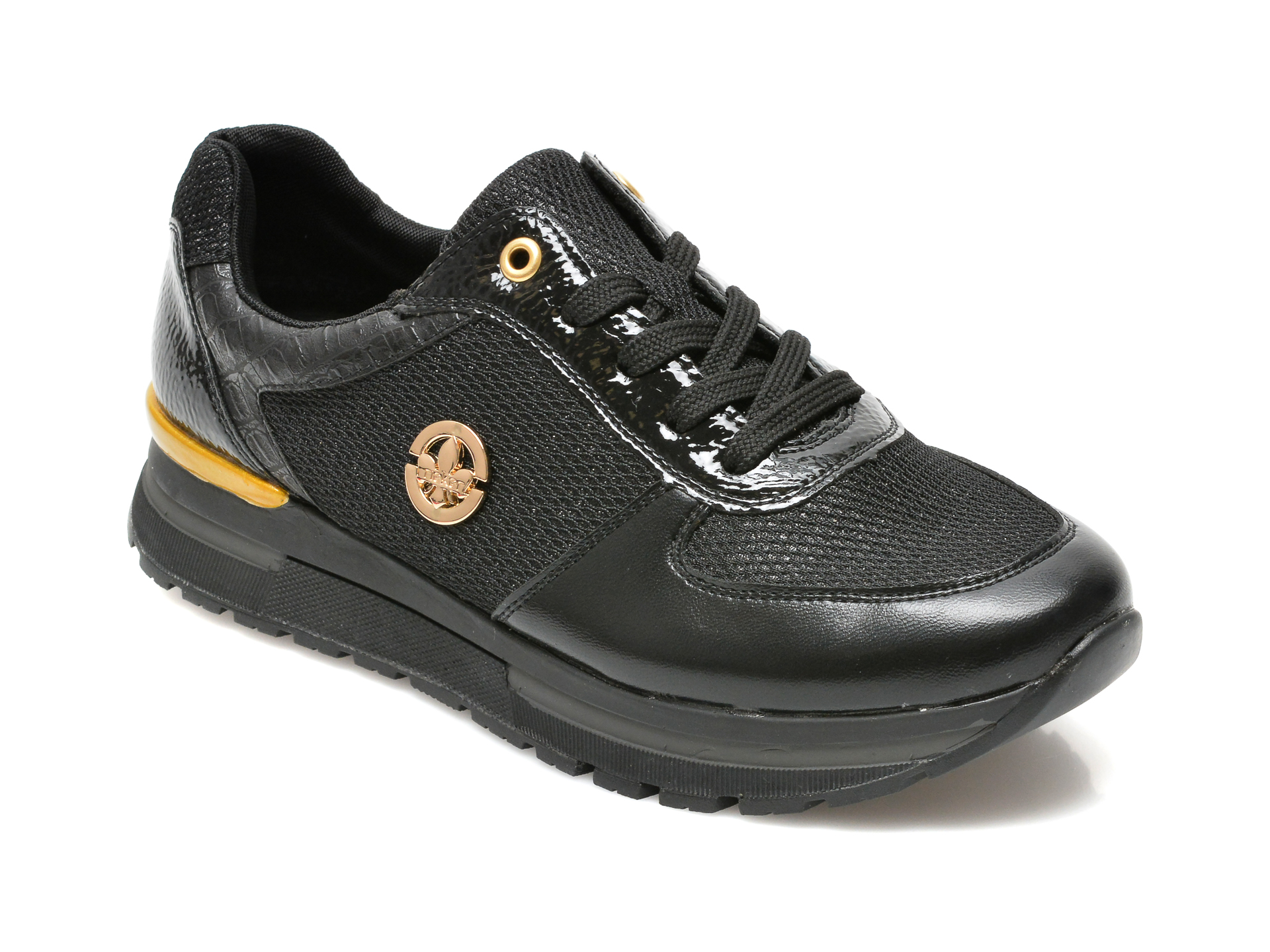 Pantofi sport RIEKER negri, N7802, din piele ecologica otter.ro