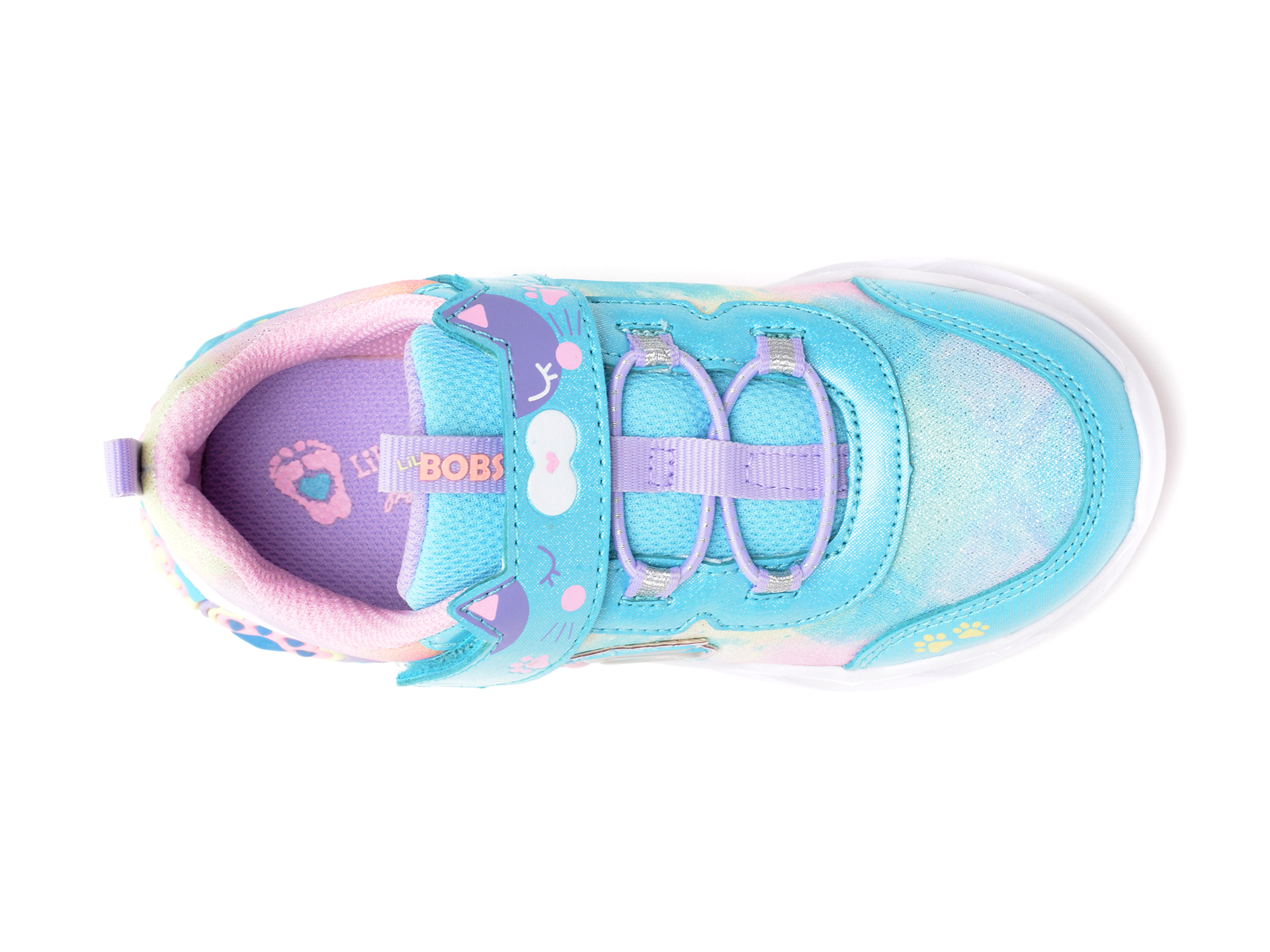 Pantofi sport SKECHERS albastri, LIL BOBS, din piele ecologica - 6