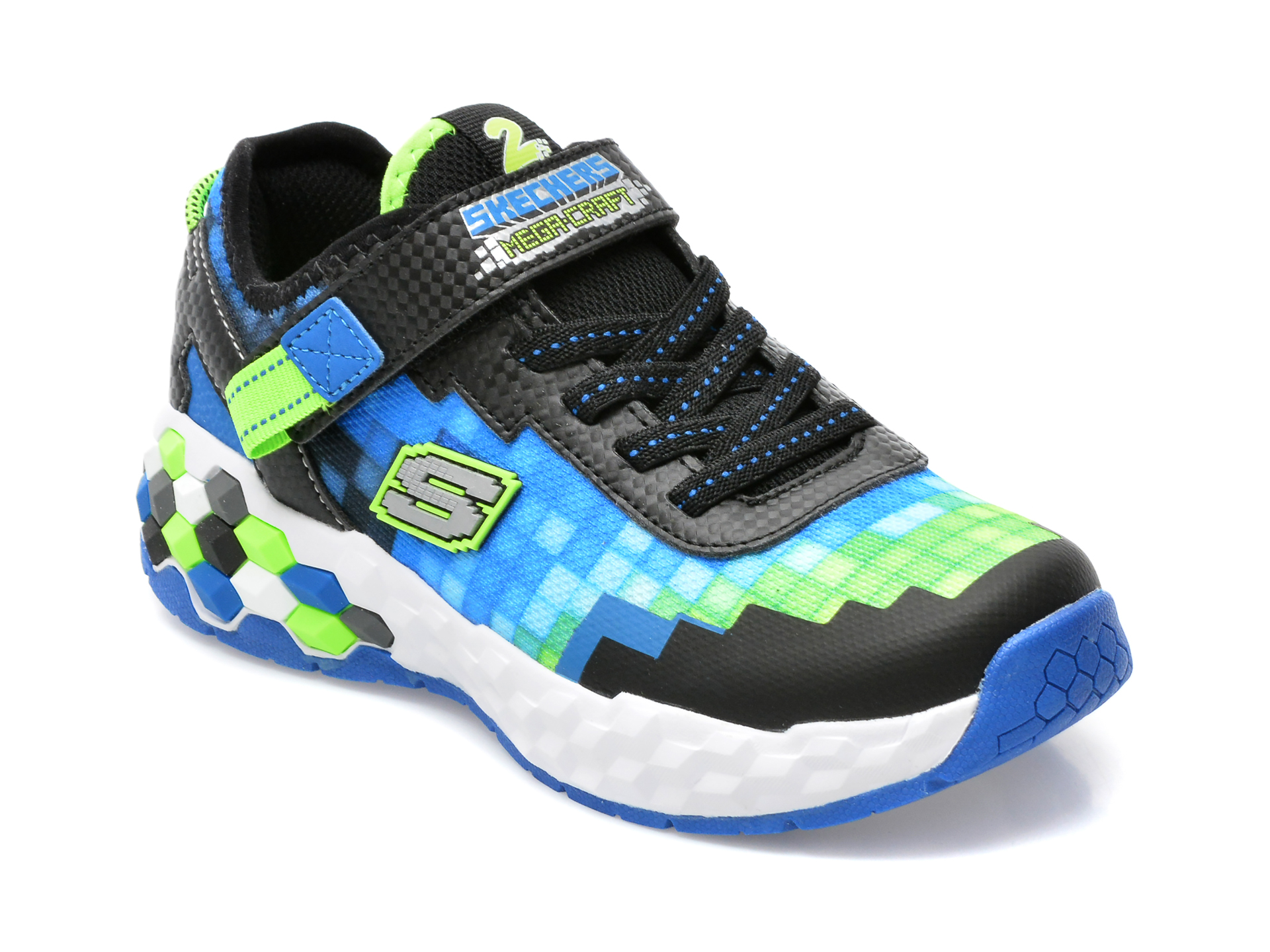 Pantofi sport SKECHERS albastri, MEGA-CRAFT 2.0, din material textil si piele ecologica /copii/incaltaminte