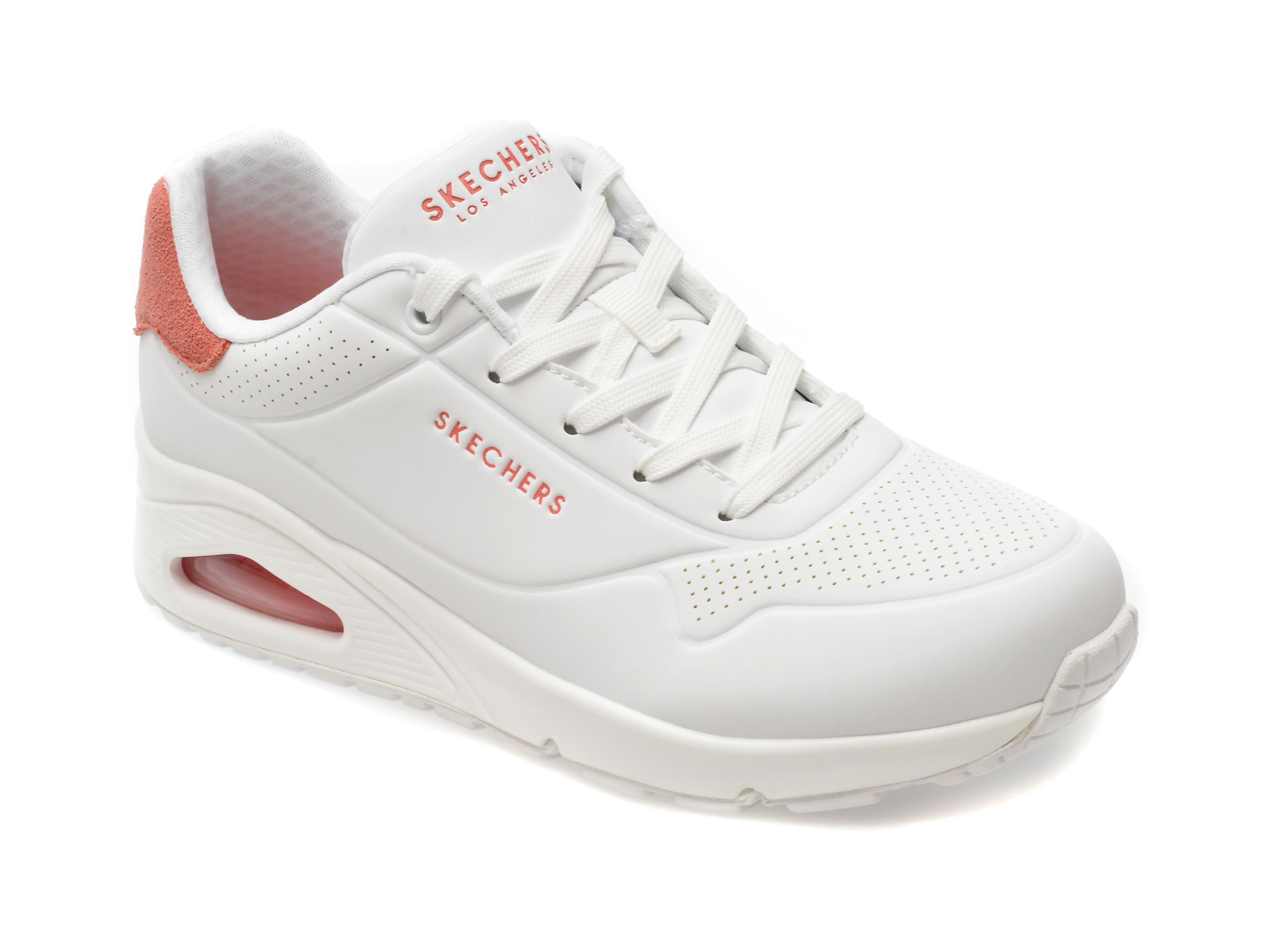 Pantofi sport SKECHERS albi, 177092, din piele ecologica