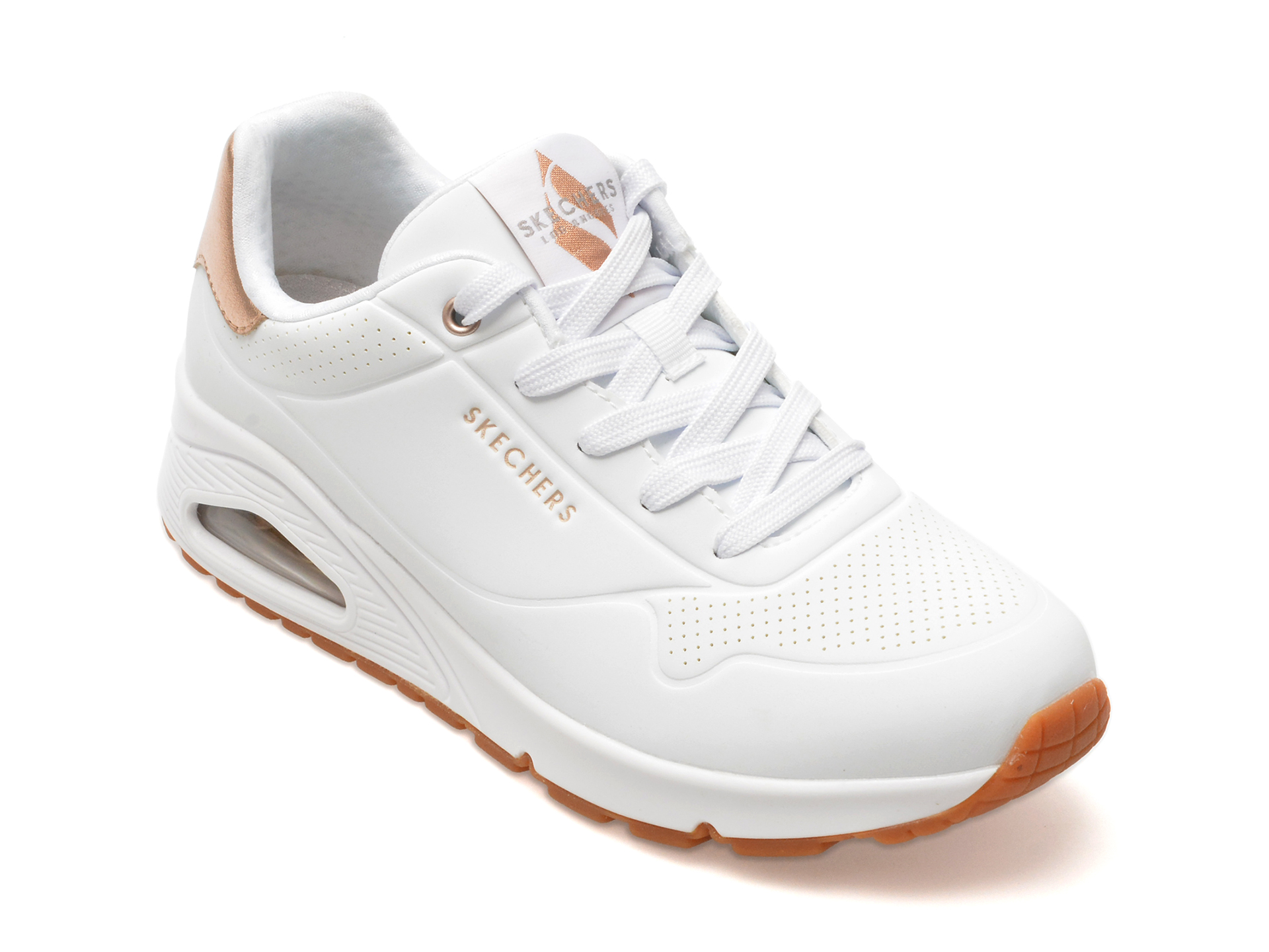 Pantofi Sport SKECHERS albi, 177094, din piele ecologica
