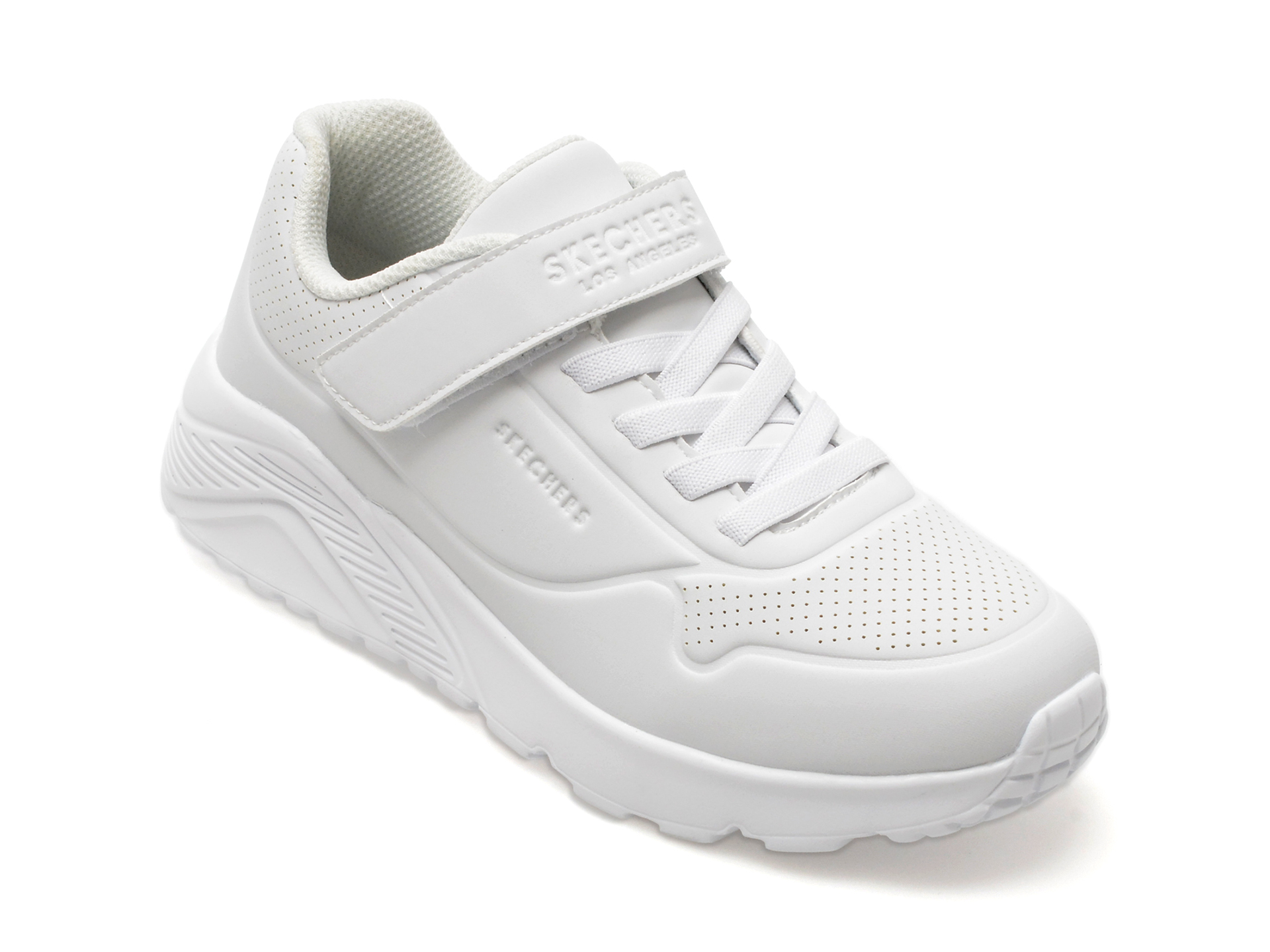 Pantofi Sport SKECHERS albi, 403695L, din piele ecologica