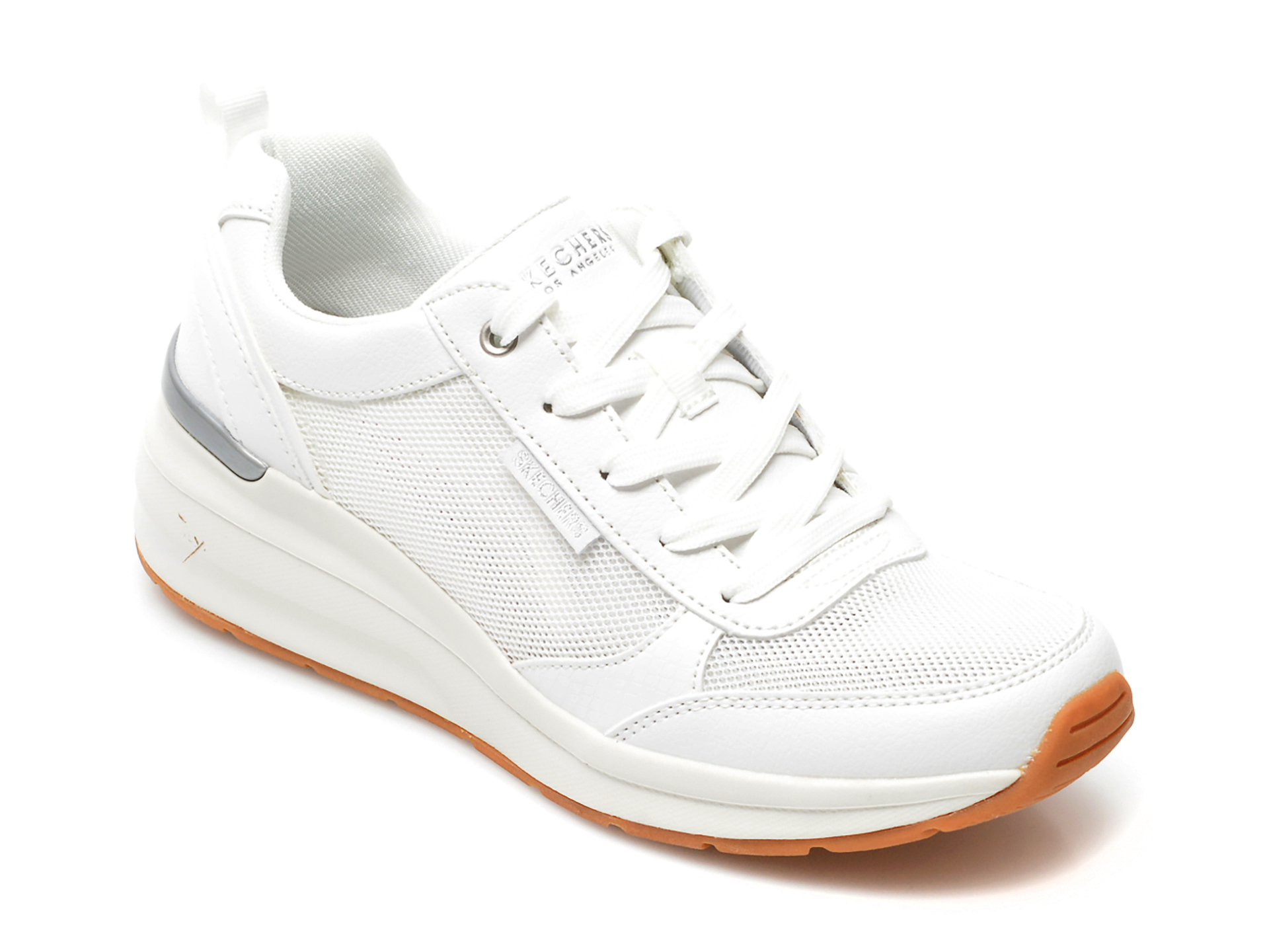 Pantofi sport SKECHERS albi, BILLION, din material textil si piele ecologica otter.ro