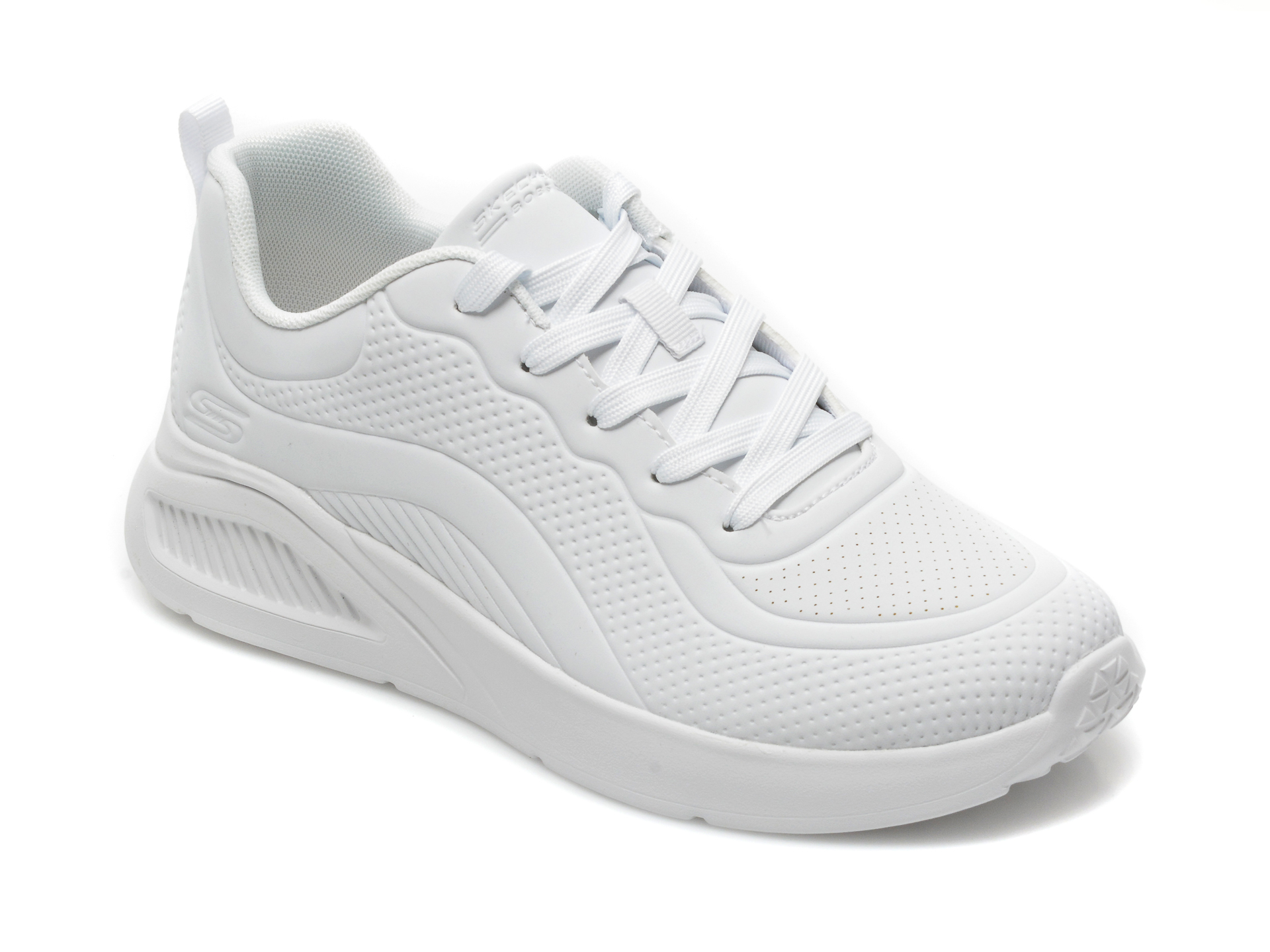 Pantofi sport SKECHERS albi, BOBS BUNO, din piele ecologica otter imagine noua