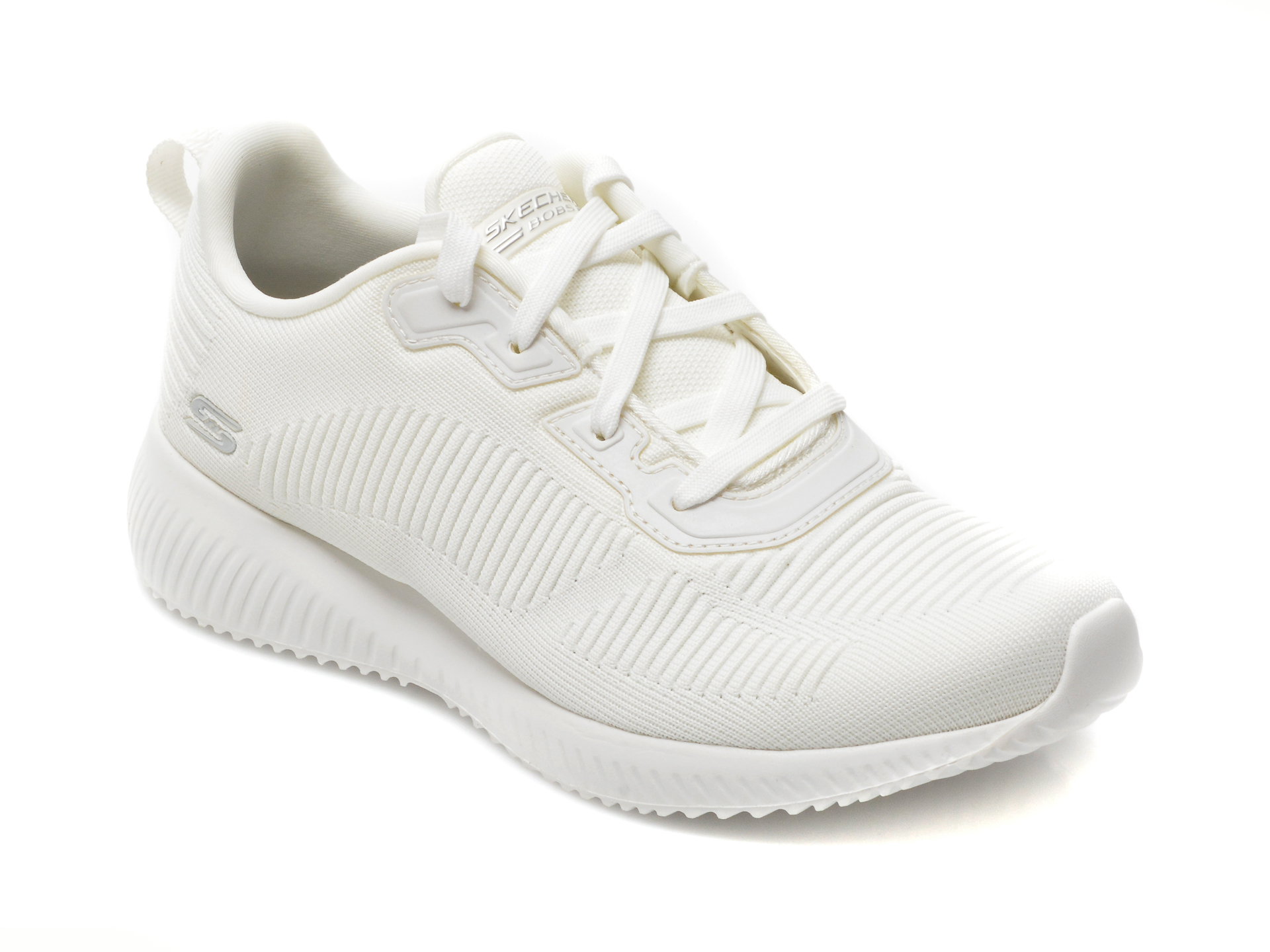Pantofi sport SKECHERS albi, BOBS SQUAD, din material textil