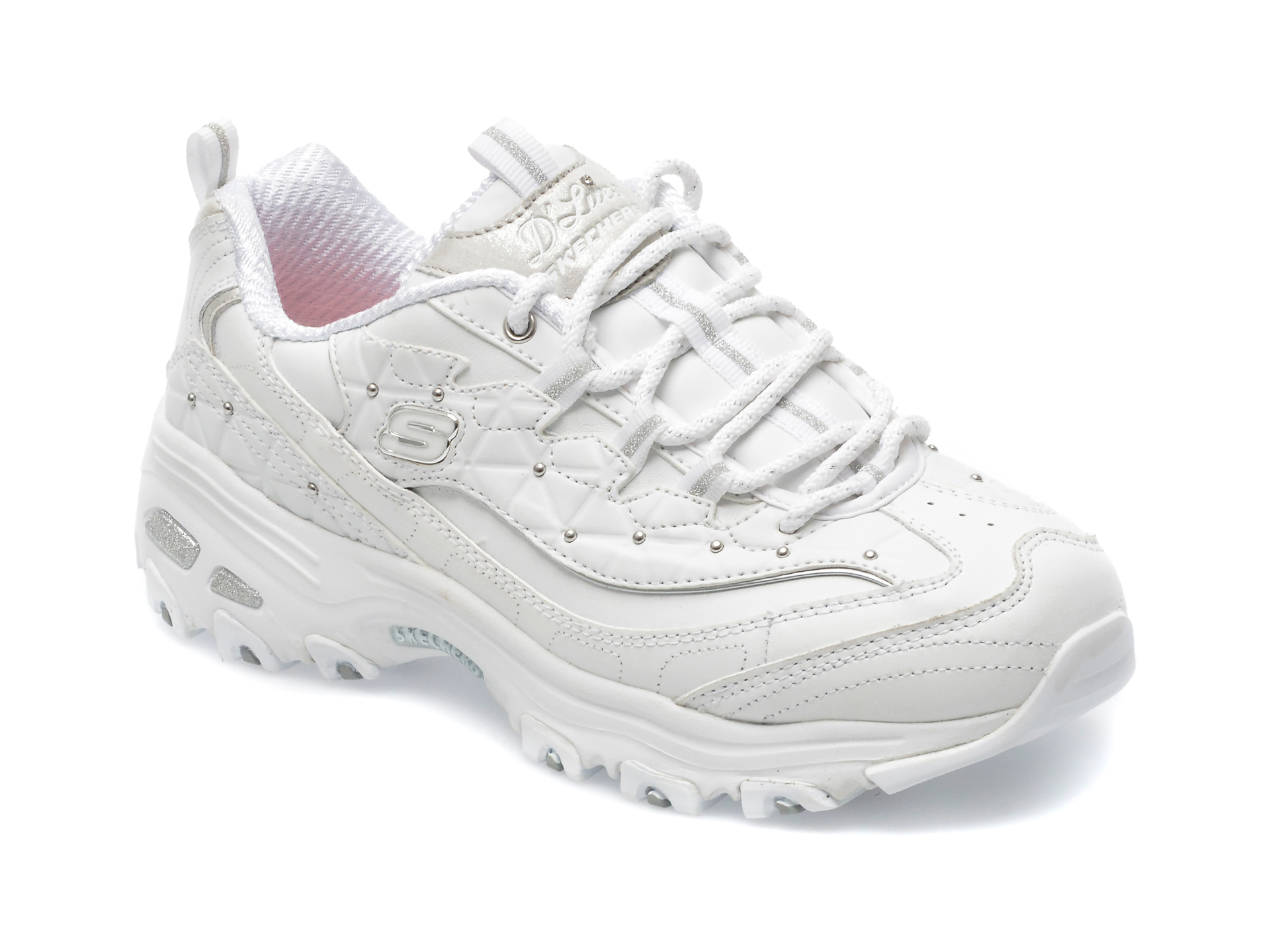 Pantofi sport SKECHERS albi, D LITES, din piele naturala /femei/pantofi imagine noua