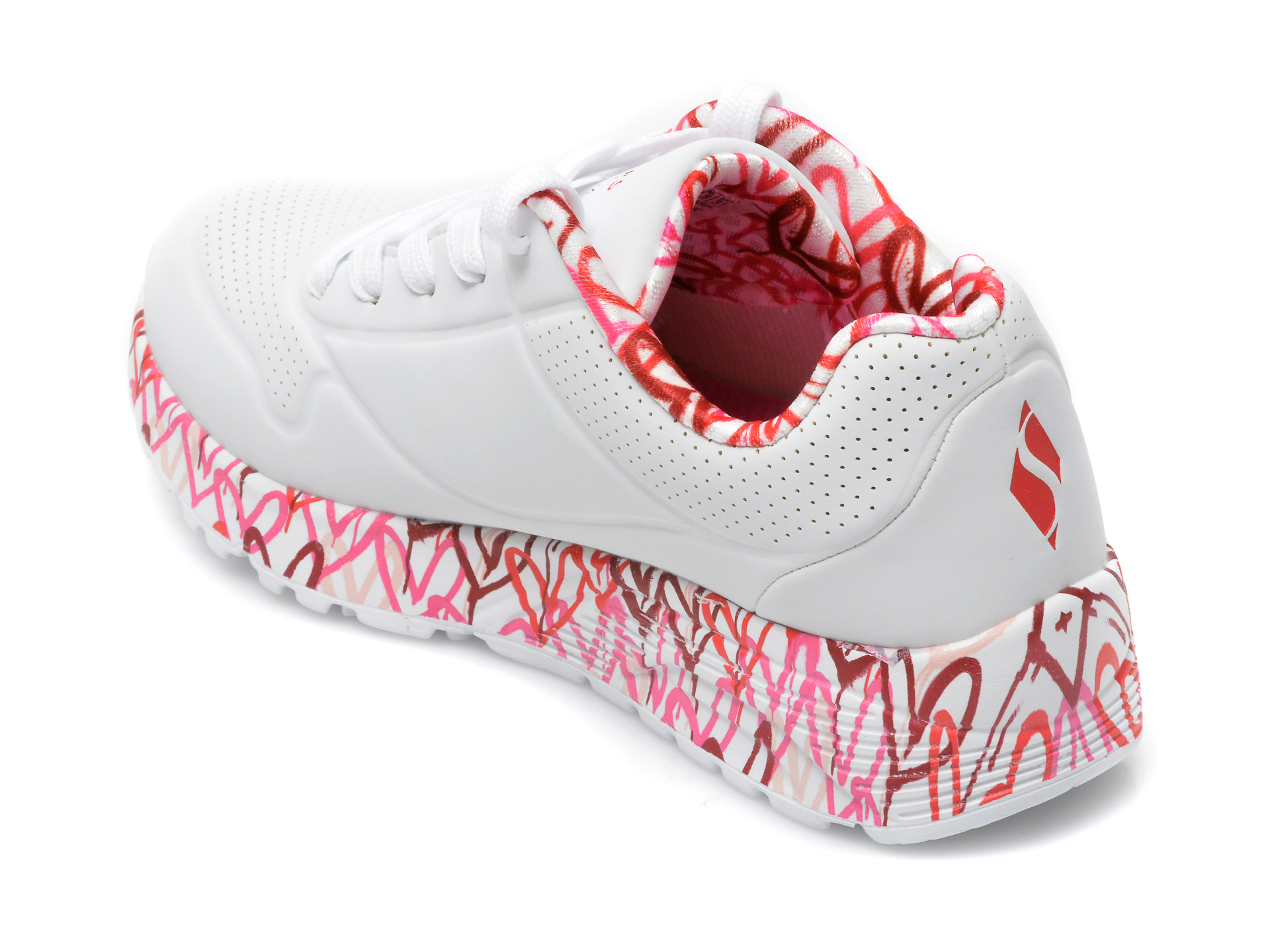 Pantofi sport SKECHERS albi, , din piele ecologica - 5