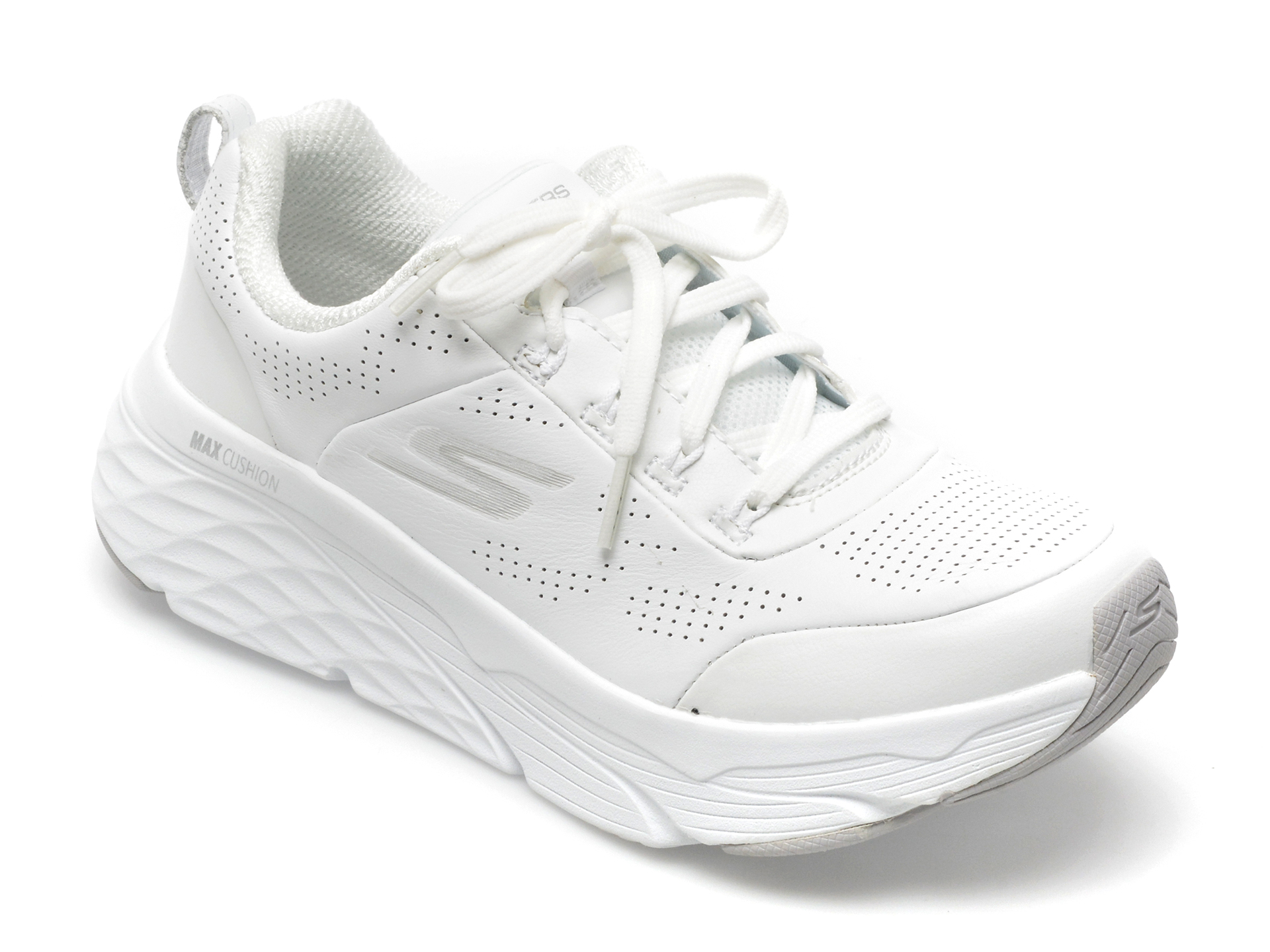 Pantofi sport SKECHERS albi, MAX CUSHIONING ELITE, din piele naturala si piele ecologica /femei/pantofi /femei/pantofi