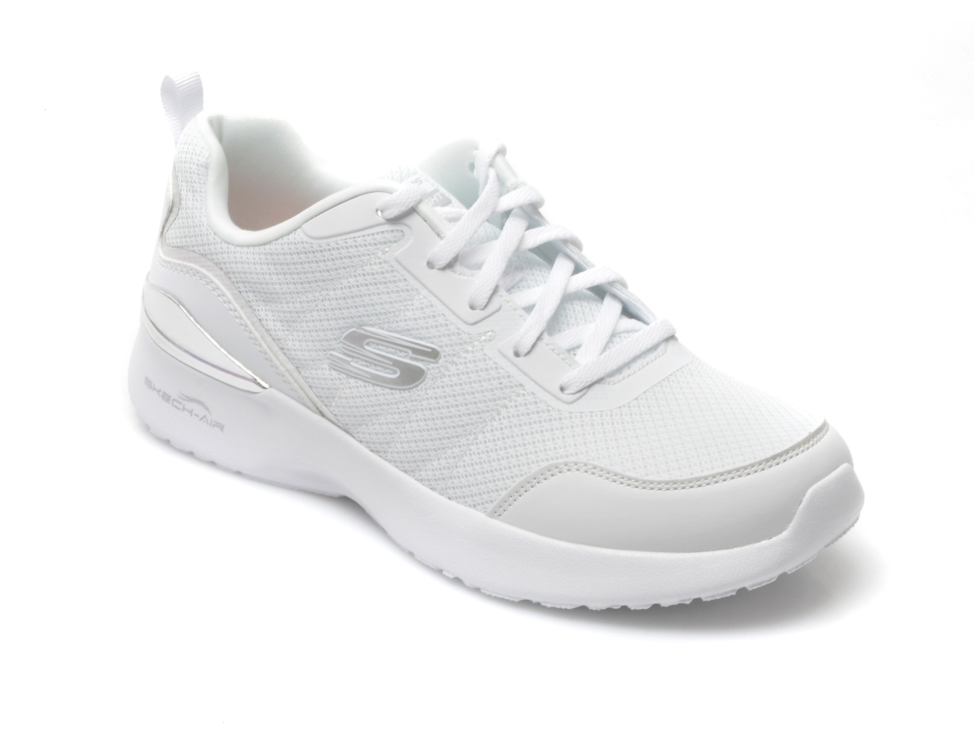 Pantofi sport SKECHERS albi, SKECH-AIR DYNAMIGHT, din material textil si piele ecologica otter.ro