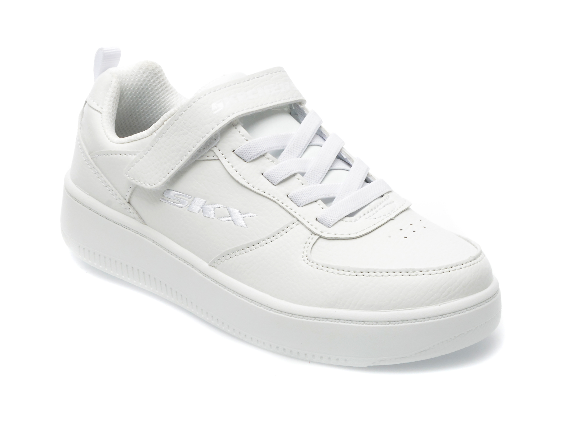 Pantofi sport SKECHERS albi, SPORT COURT 92 , din piele ecologica