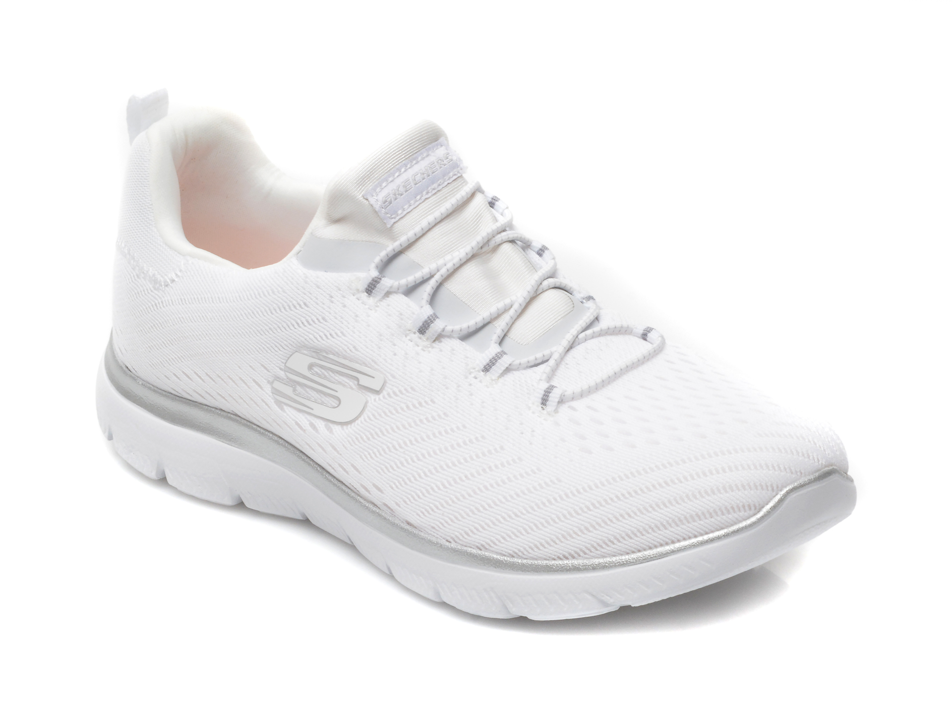 Pantofi sport SKECHERS albi, SUMMITS, din material textil 2023 ❤️ Pret Super Black Friday otter.ro imagine noua 2022