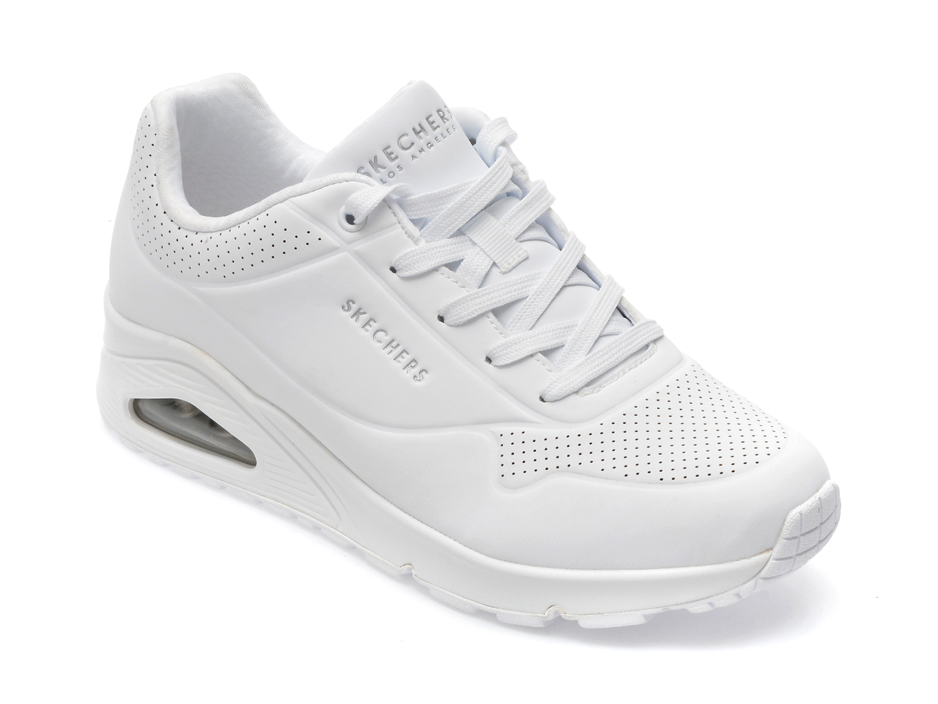 Pantofi sport SKECHERS albi, UNO, din piele ecologica /femei/pantofi imagine noua