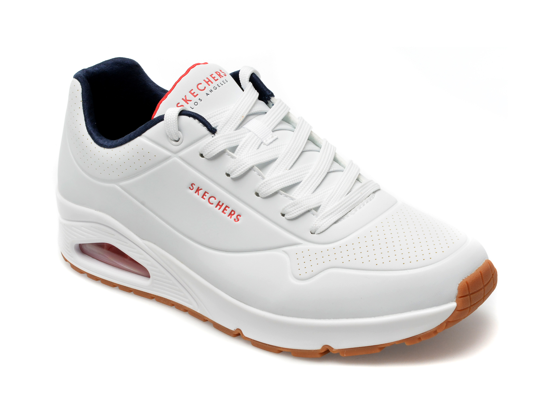 Pantofi sport SKECHERS albi, UNO, din piele ecologica /barbati/pantofi imagine noua