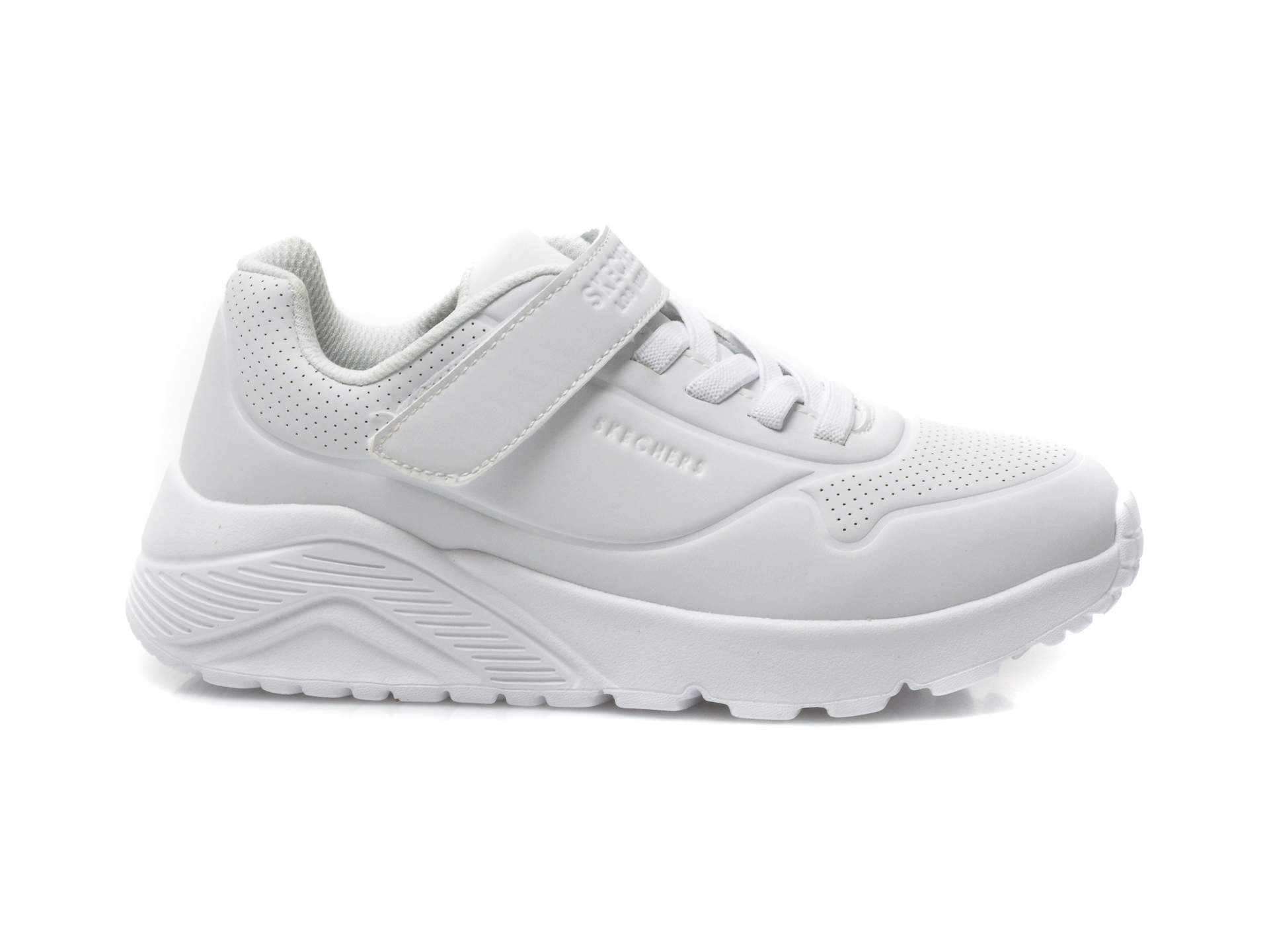 Pantofi sport SKECHERS albi, UNO LITE, din piele ecologica - 1