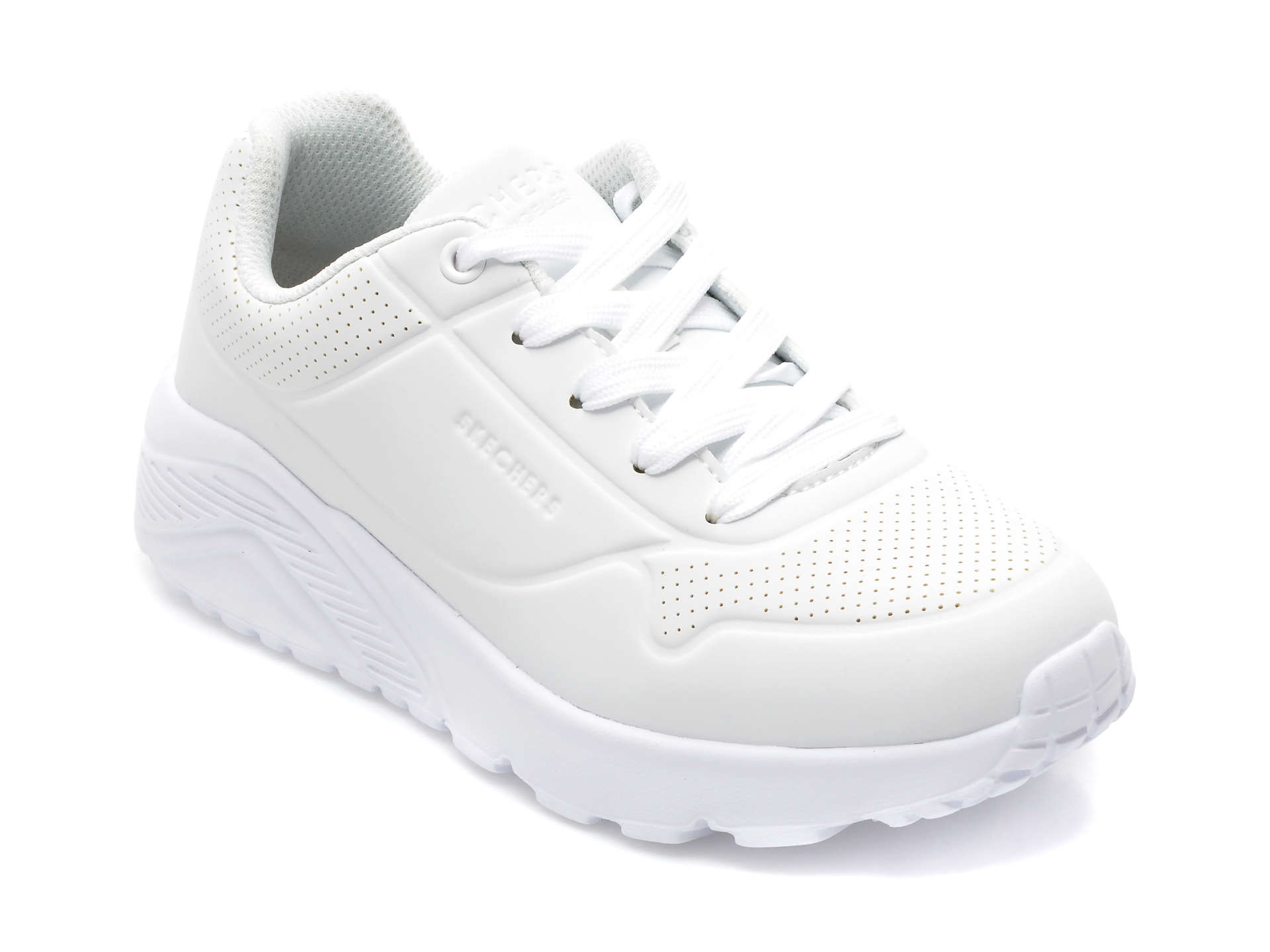 Pantofi sport SKECHERS albi, UNO LITE , din piele ecologica imagine reduceri black friday 2021 /copii/incaltaminte