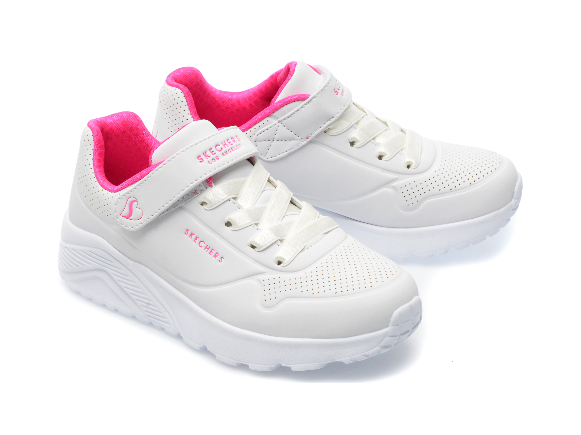 Pantofi sport SKECHERS albi, UNO LITE , din piele ecologica - 4