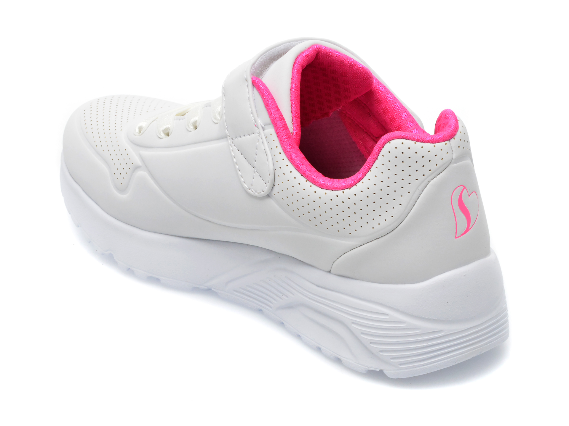 Pantofi sport SKECHERS albi, UNO LITE , din piele ecologica - 5