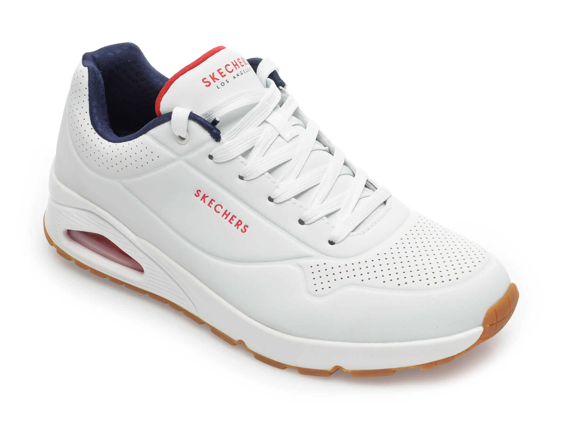 Pantofi sport SKECHERS albi, Uno Stand On Air, din piele ecologica imagine