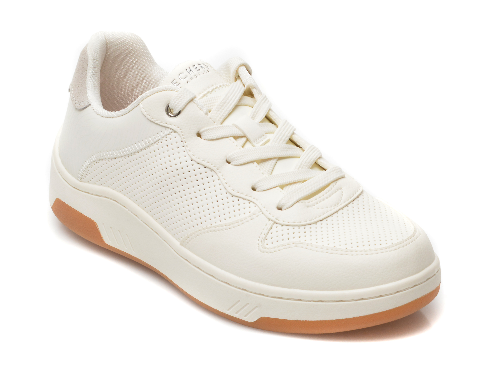 Pantofi sport SKECHERS albi, UPBEATS, din piele ecologica otter imagine noua