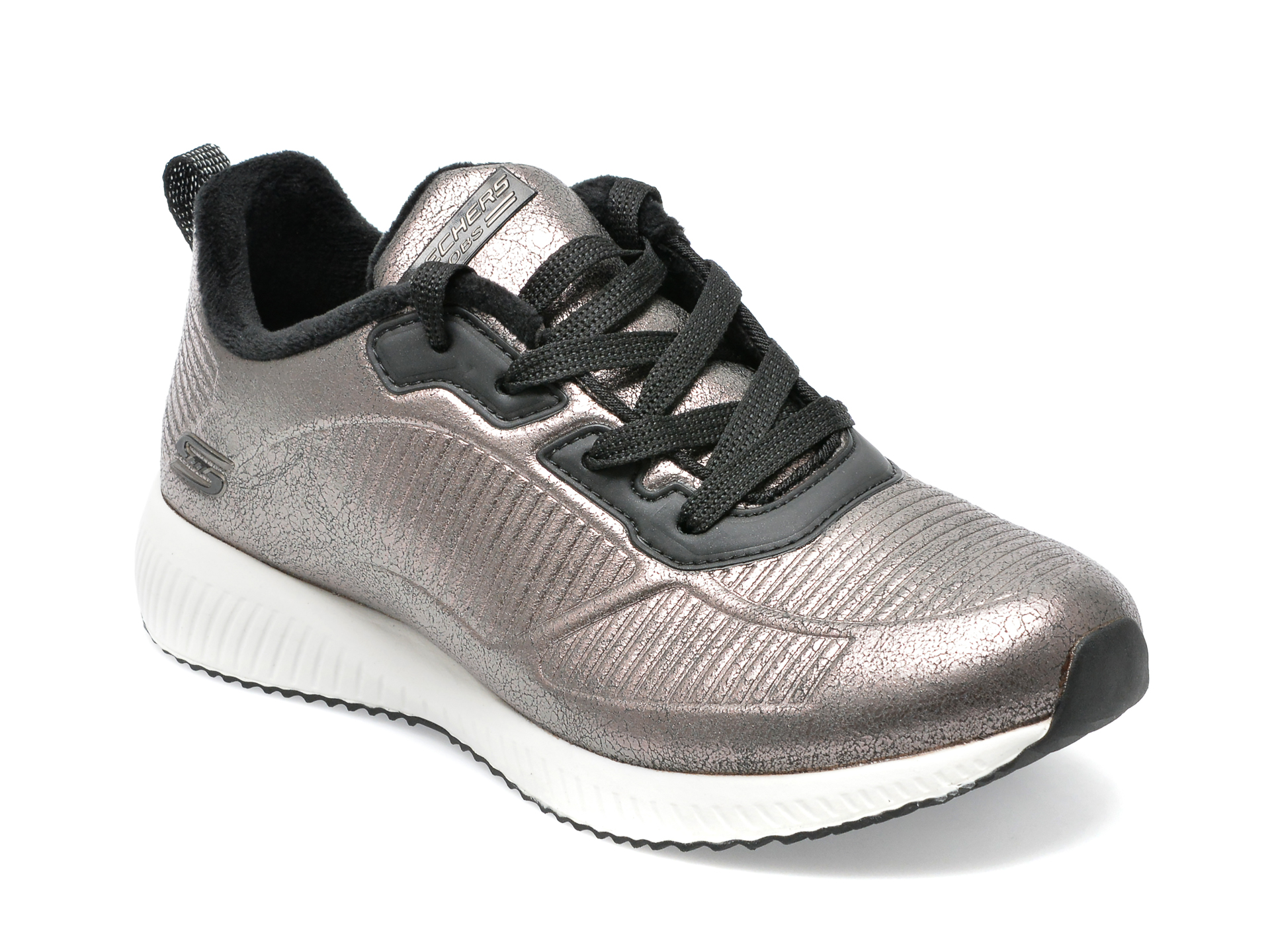Pantofi sport SKECHERS argintii, BOBS SQUAD , din piele ecologica /femei/pantofi imagine super redus 2022