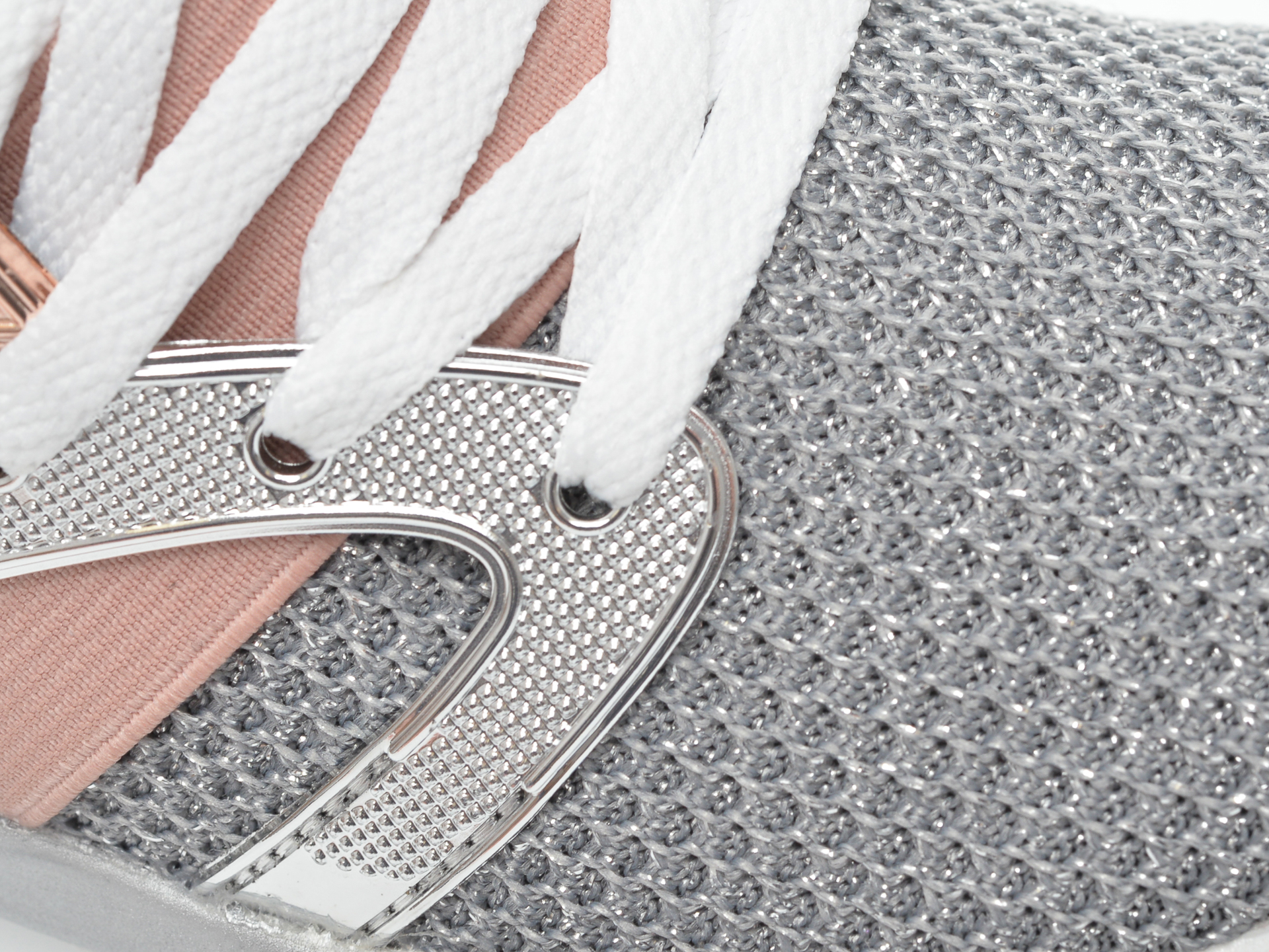 Pantofi sport SKECHERS argintii, Shine Status, din material textil - 2