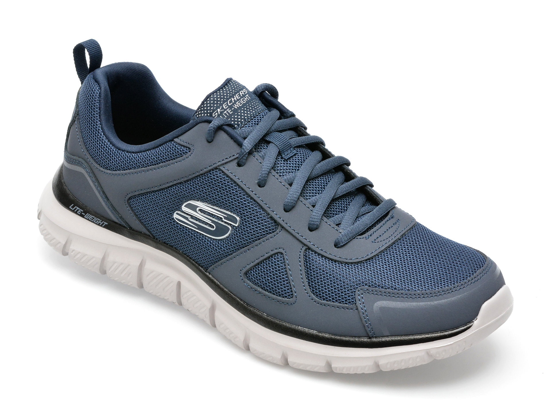Pantofi sport SKECHERS bleumarin, TRACK, din material textil si piele naturala
