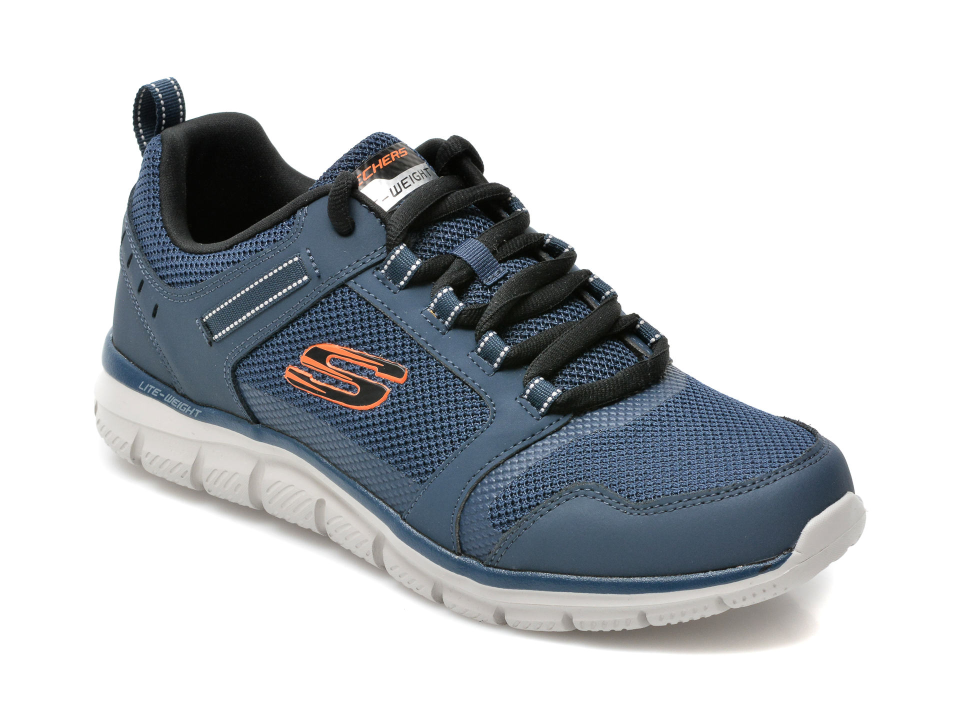 Pantofi sport SKECHERS bleumarin, Track Knockhill, din material textil si piele naturala