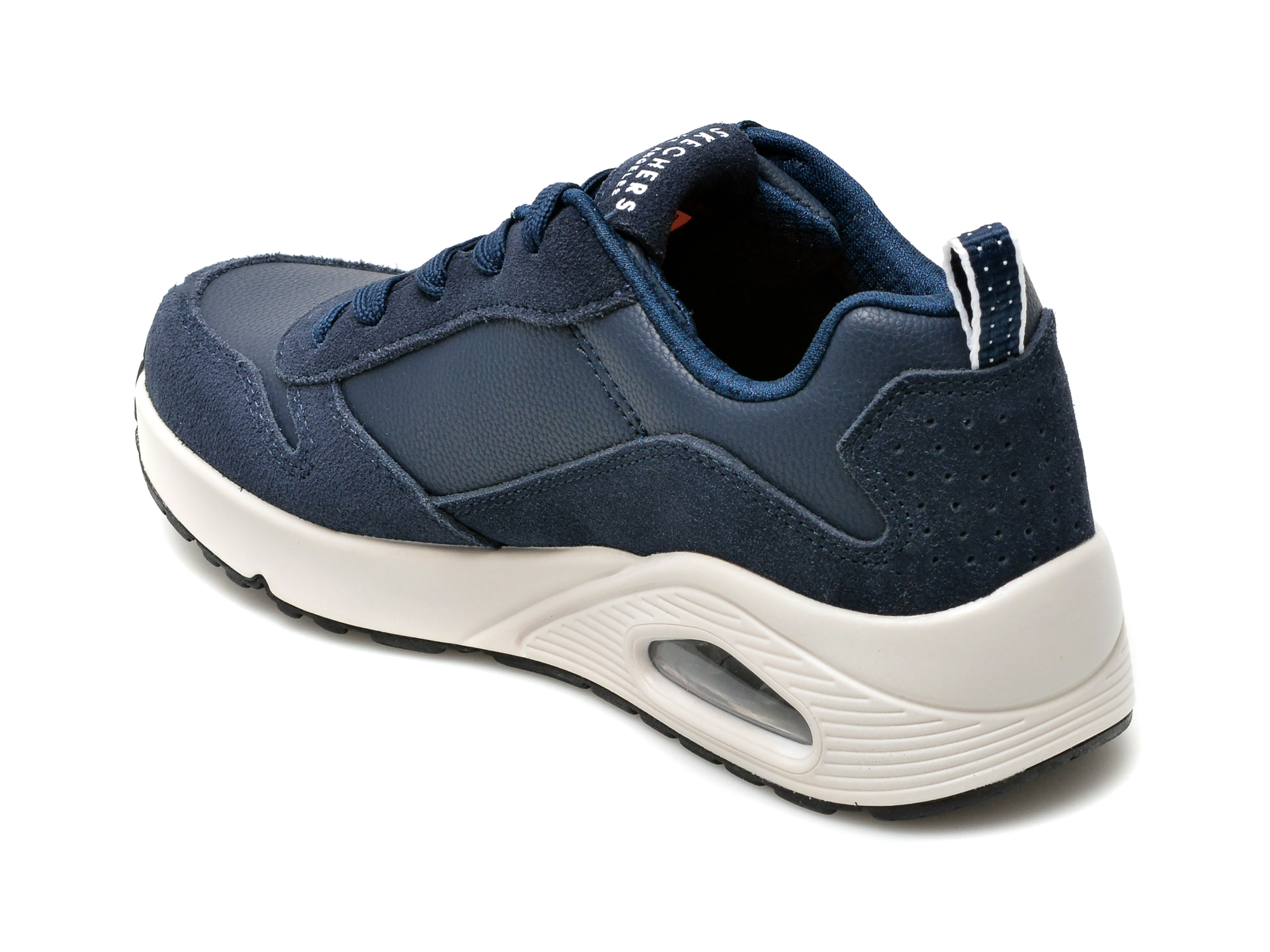 Pantofi sport SKECHERS bleumarin, UNO, din piele ecologica si piele intoarsa