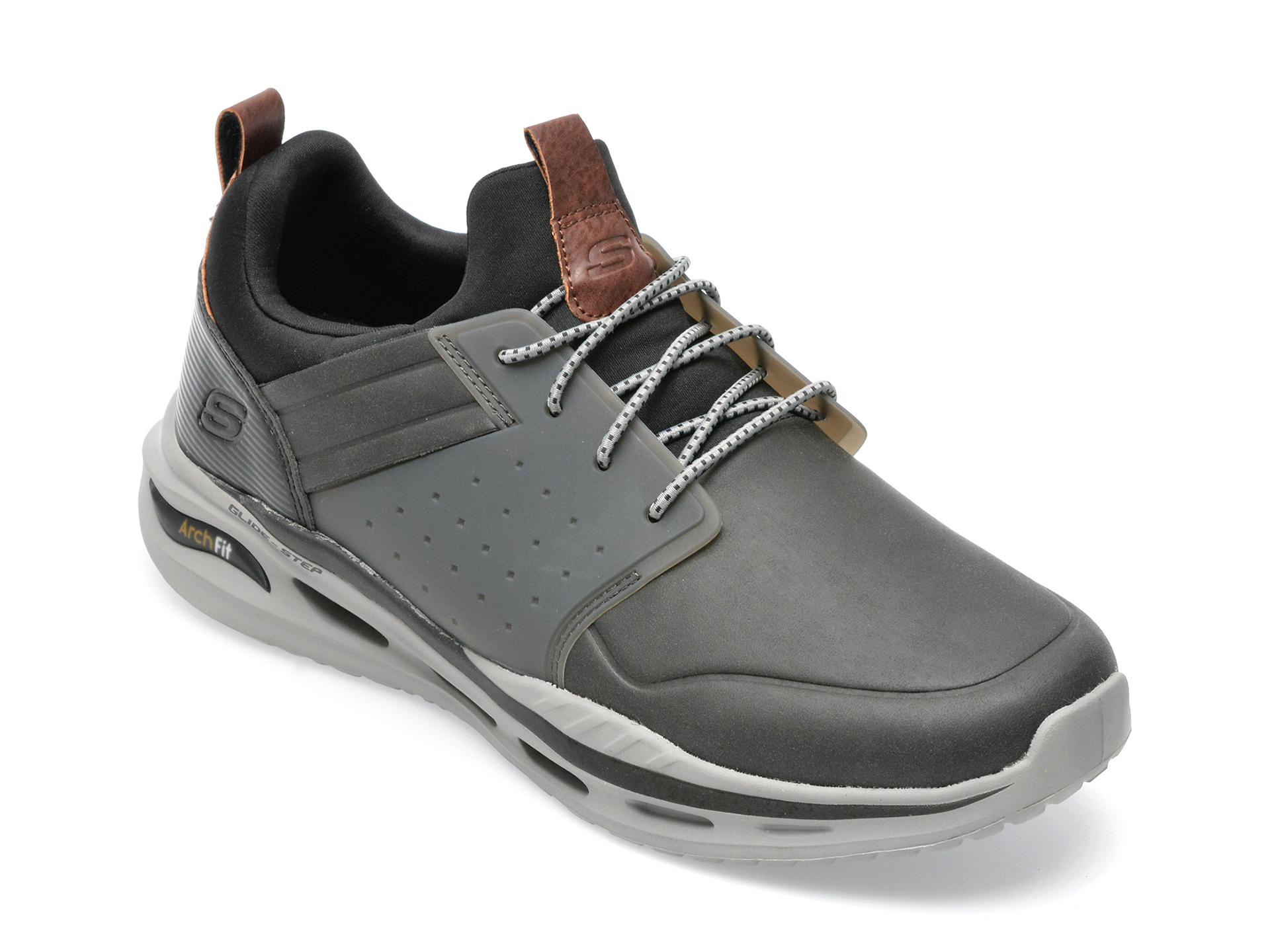 Pantofi sport SKECHERS gri, ARCH FIT ORVAN , din piele ecologica /barbati/pantofi imagine noua
