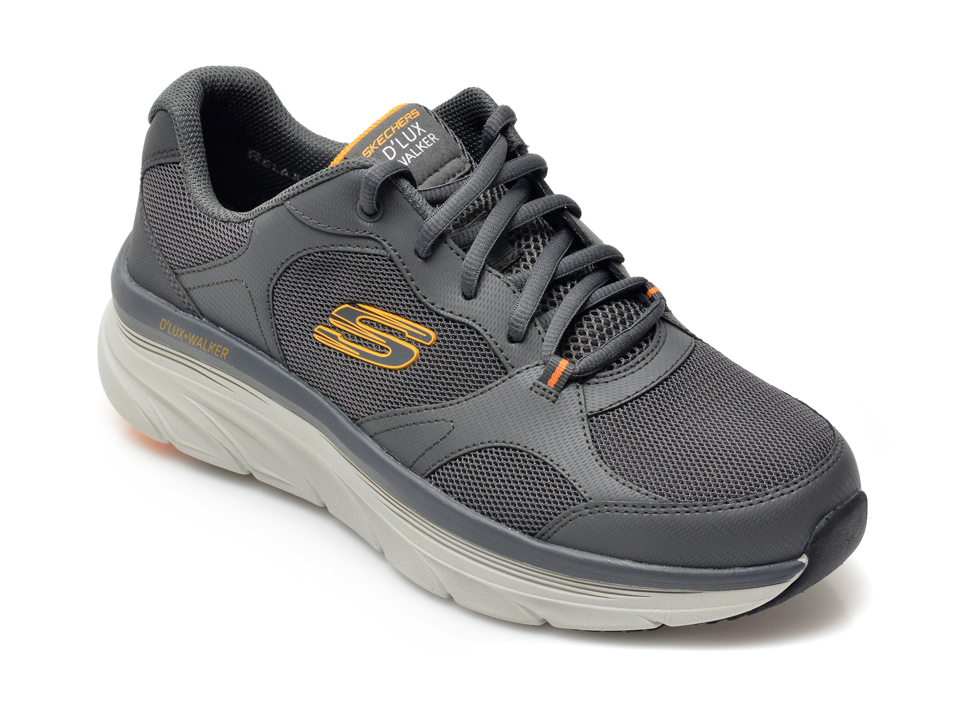 Pantofi sport SKECHERS gri, D LUX WALKER, din material textil si piele naturala otter.ro imagine 2022 reducere