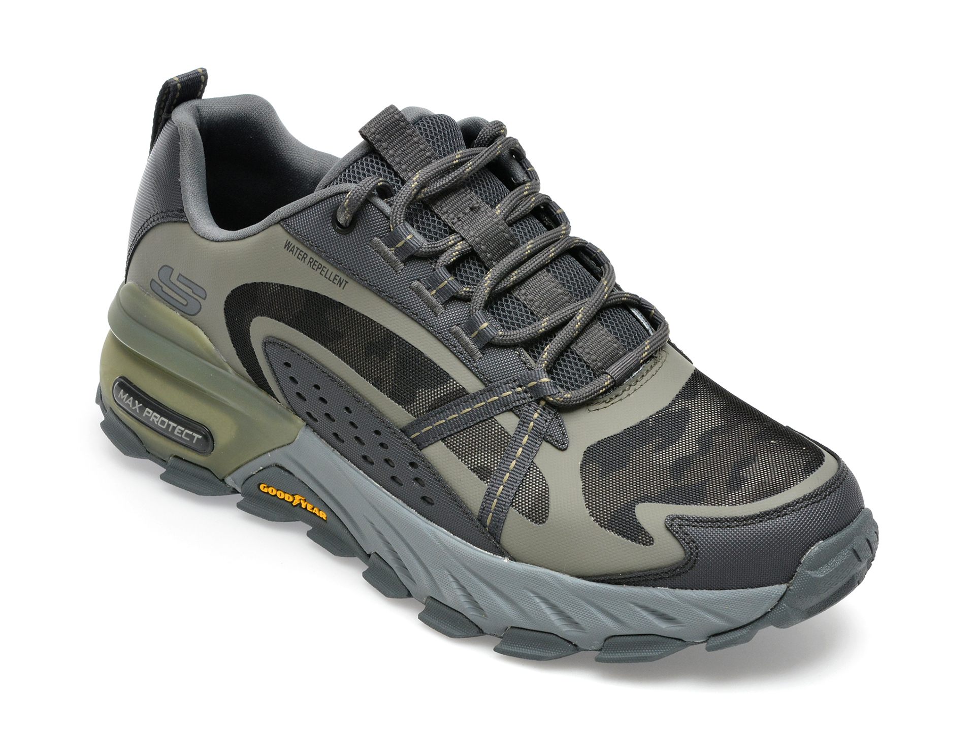 Pantofi sport SKECHERS gri, MAX PROTECT, din material textil si pvc /barbati/pantofi