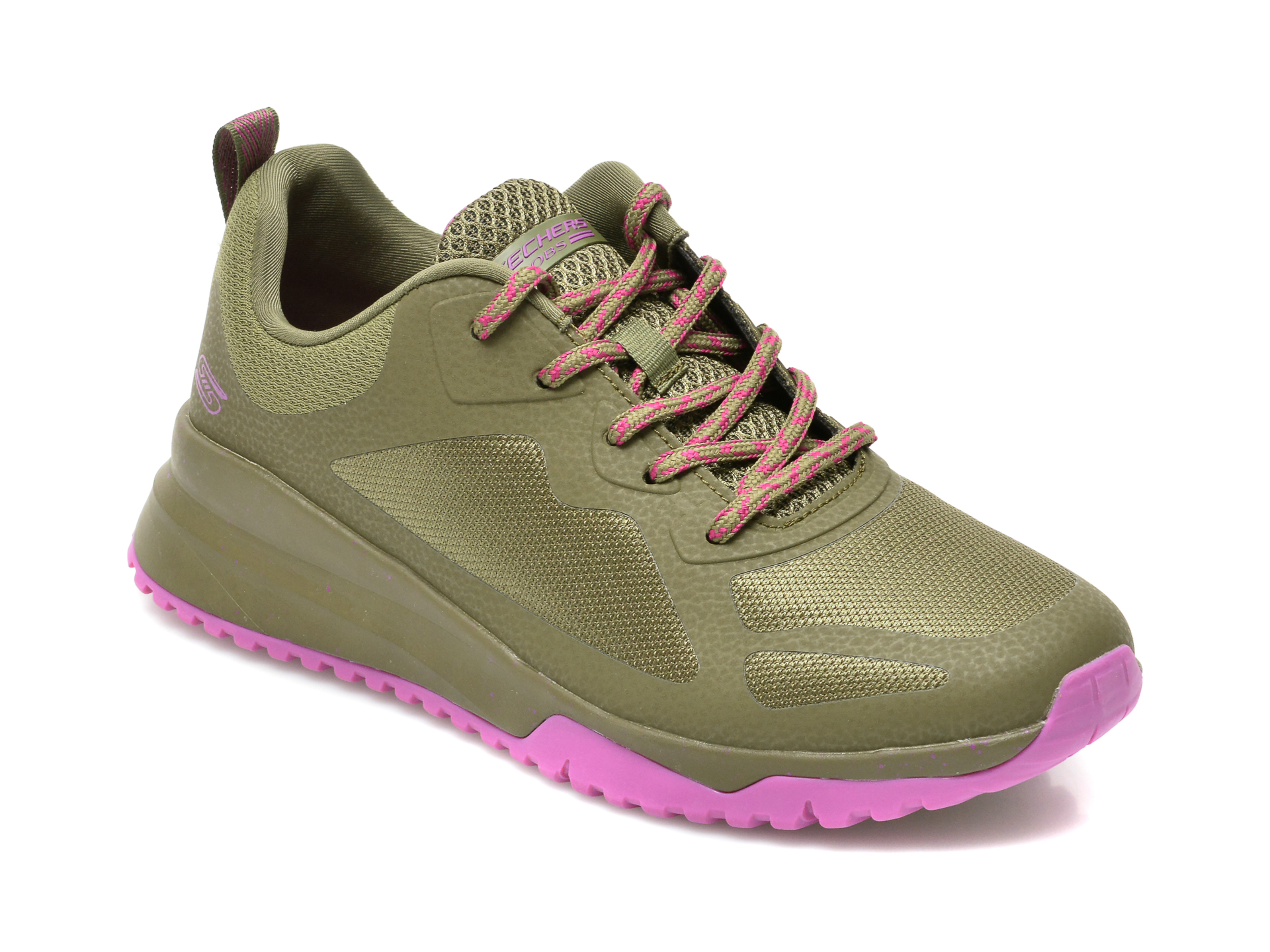 Pantofi sport SKECHERS kaki, BOBS SQUAD 3, din material textil si piele ecologica otter imagine noua