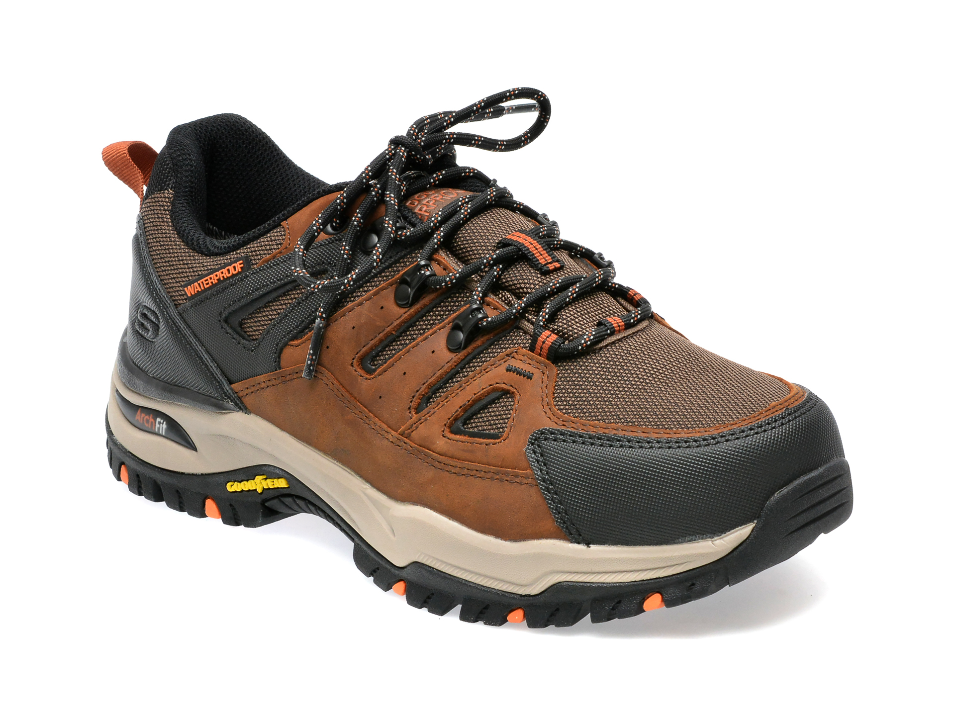 Pantofi sport SKECHERS maro, ARCH FIT DAWSON, din material textil si piele naturala /barbati/pantofi