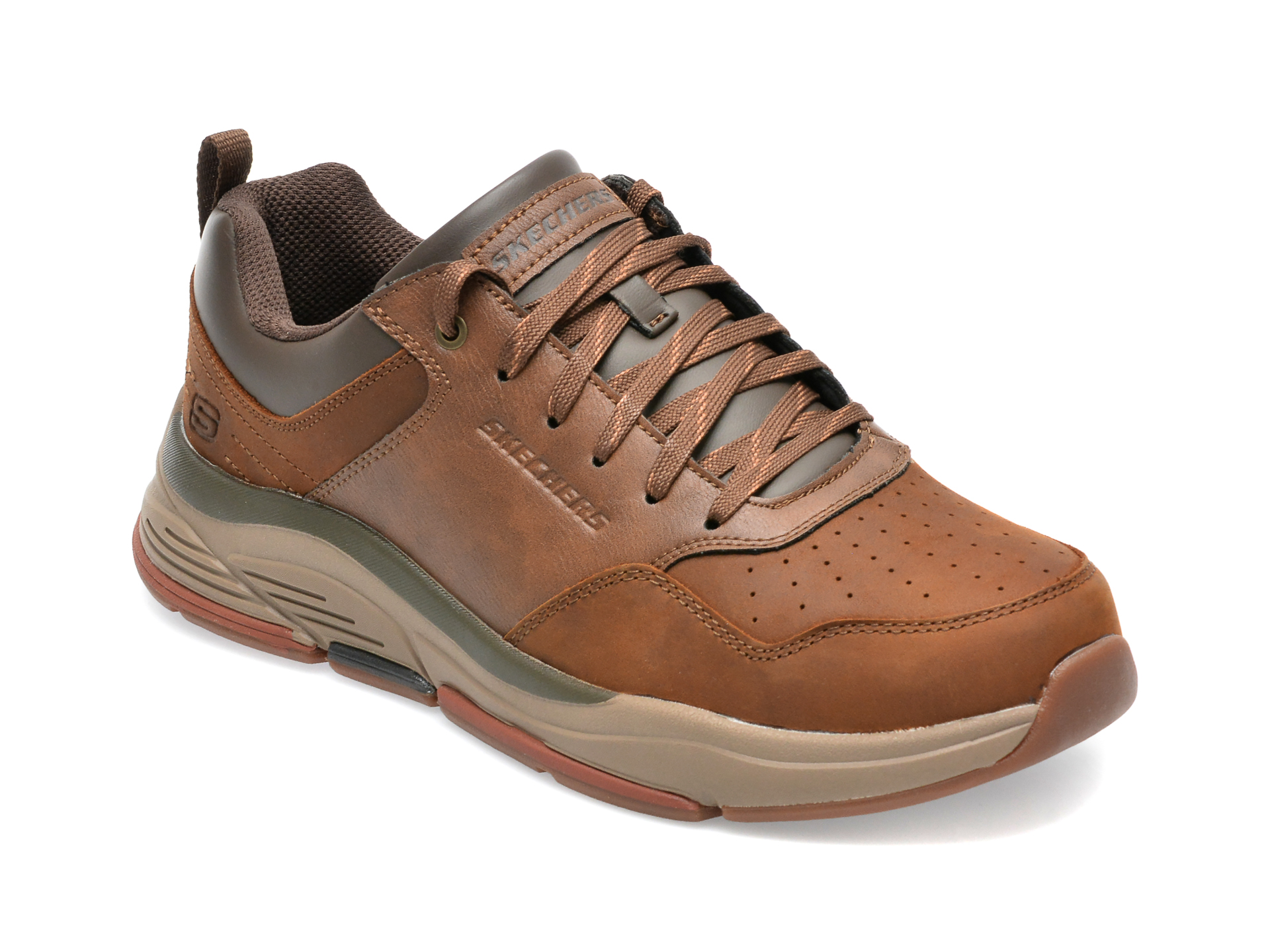 Pantofi sport SKECHERS maro, BENAGO, din piele naturala /barbati/pantofi imagine noua