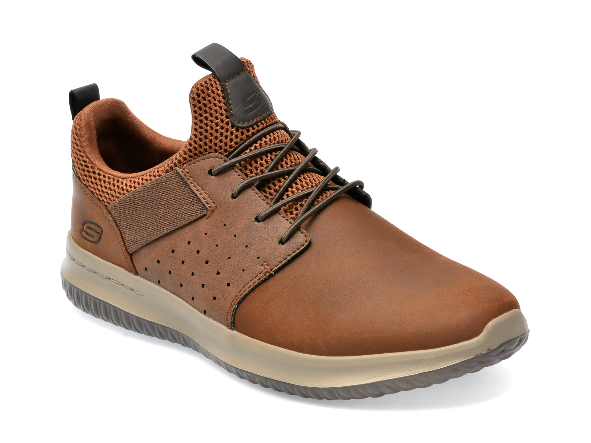 Pantofi sport SKECHERS maro, DELSON, din piele naturala /barbati/pantofi imagine noua
