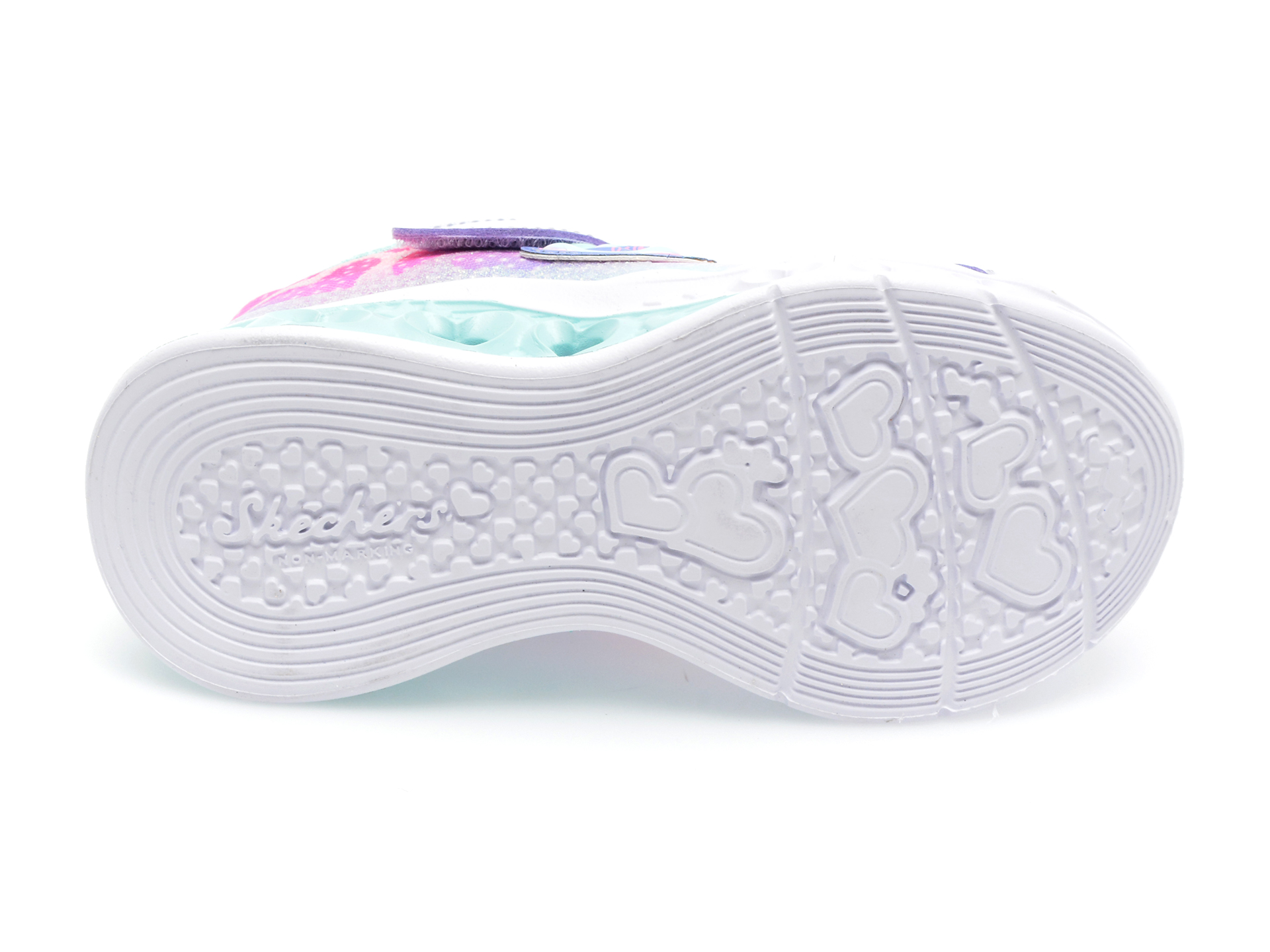 Pantofi sport SKECHERS mov, FLUTTER HEART LIGHTS, din material textil si piele ecologica