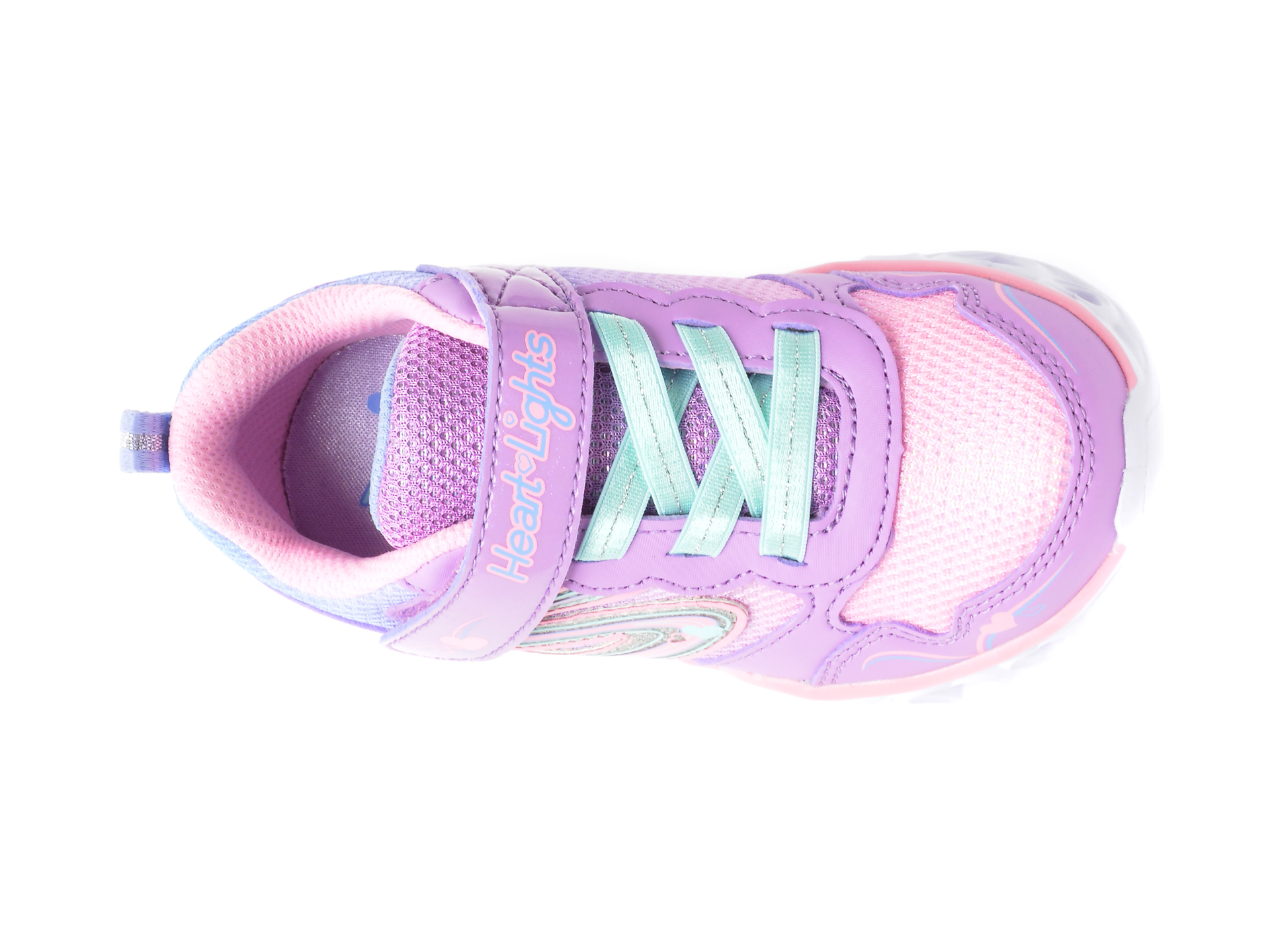 Pantofi sport SKECHERS mov, Heart Lights, din material textil si piele ecologica - 6