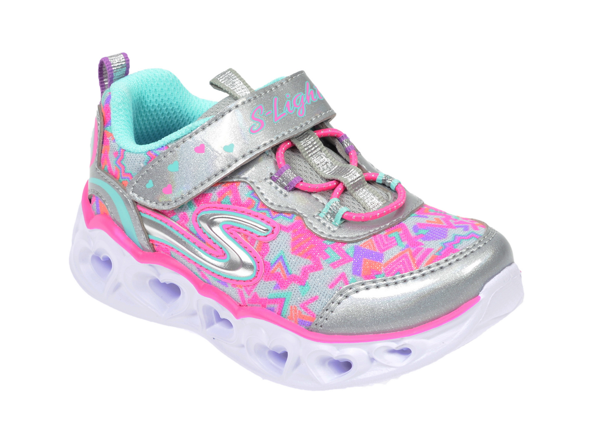 Pantofi sport SKECHERS multicolor, Heart Lights, din material textil otter.ro