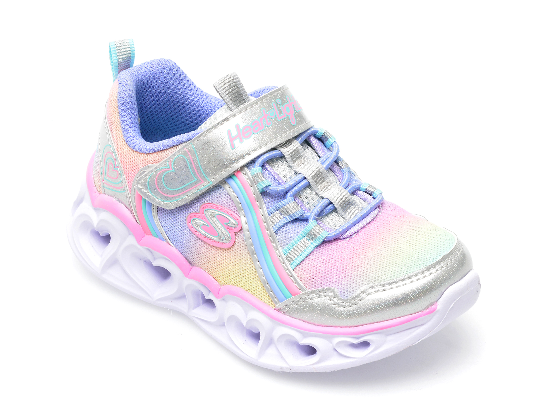 Pantofi sport SKECHERS multicolor, HEART LIGHTS, din material textil si piele ecologica /copii/incaltaminte