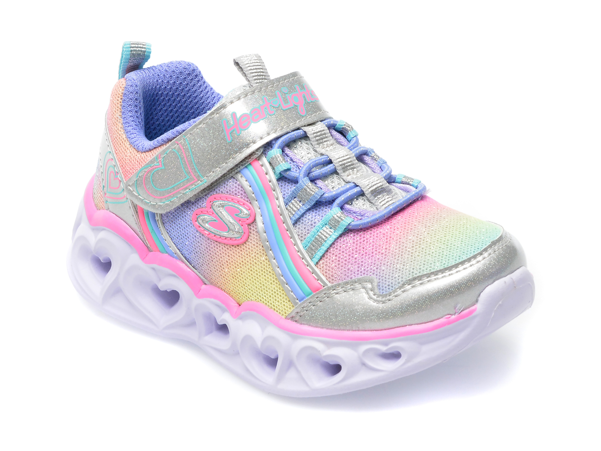 Pantofi sport SKECHERS multicolor, HEART LIGHTS, din piele ecologica /copii/incaltaminte